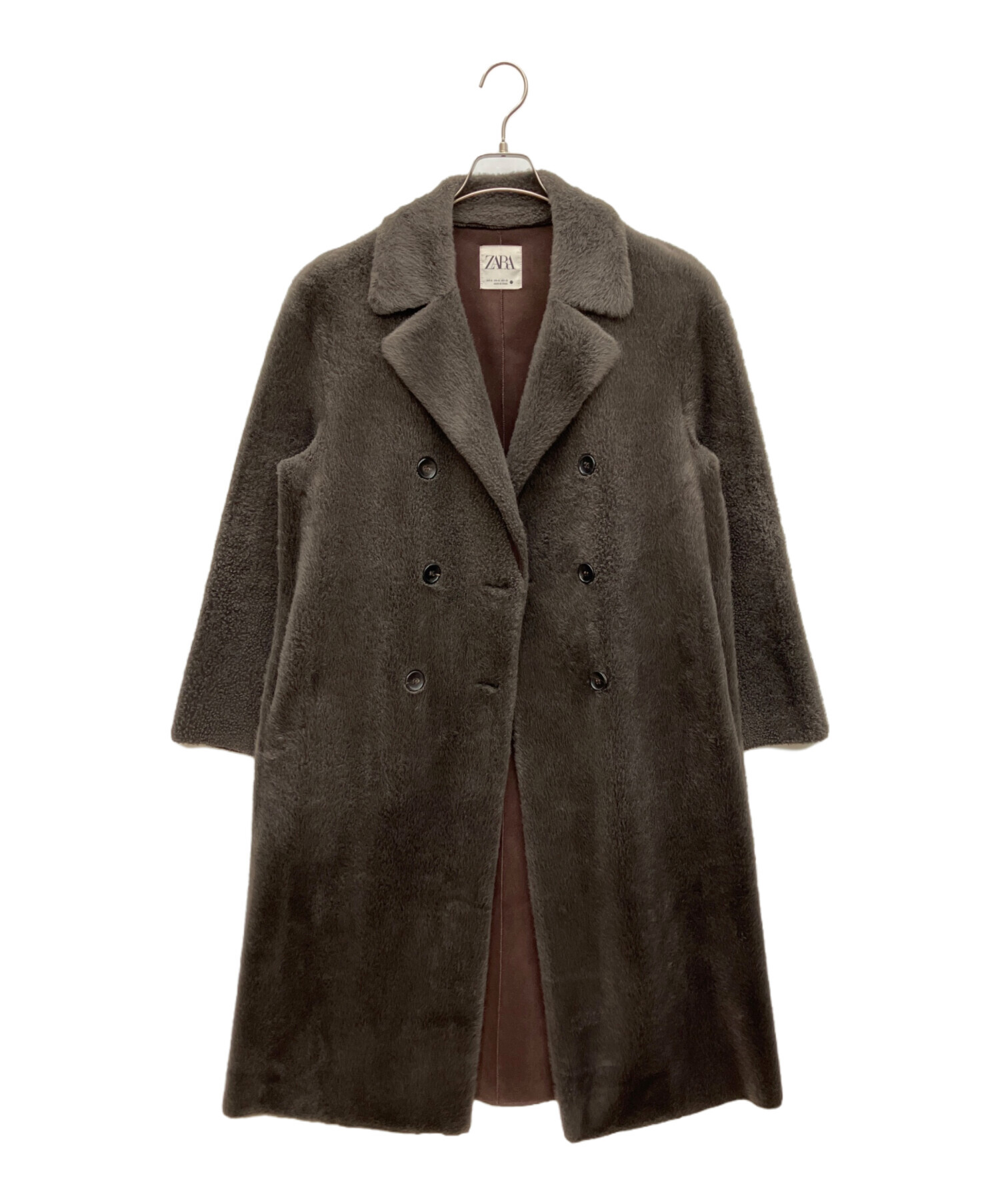 中古・古着通販】ZARA (ザラ) フェイクファーコートロング ブラウン