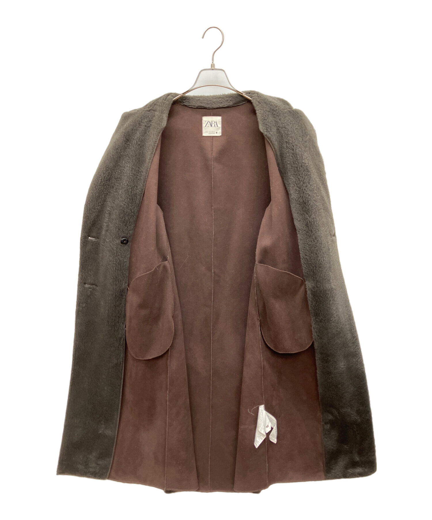 ZARA フェイクファー　コート 中古・古着通販】ZARA (ザラ) フェイクファーコートロング ブラウン
