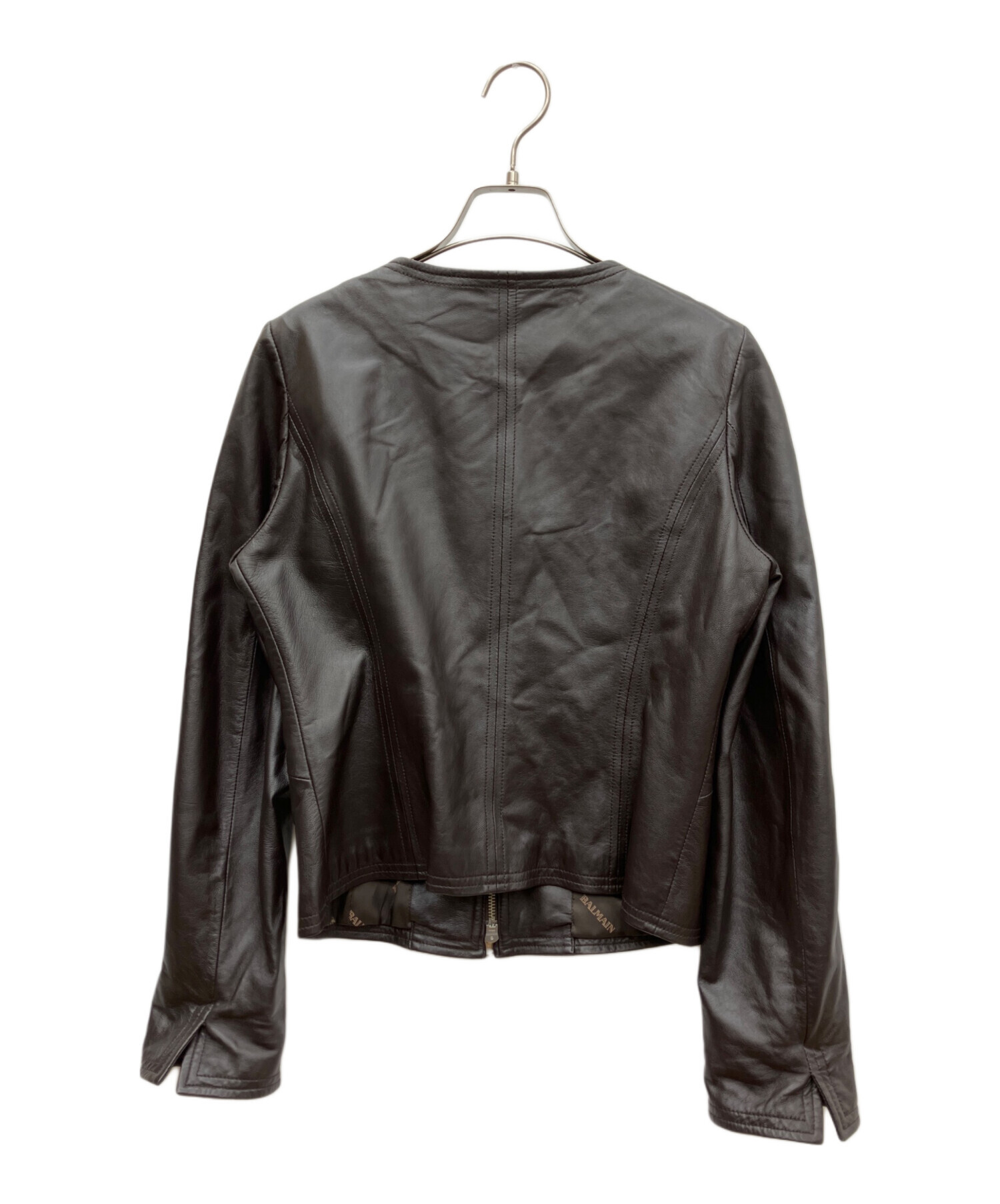 中古・古着通販】BALMAIN (バルマン) ラムレザージャケット ブラウン