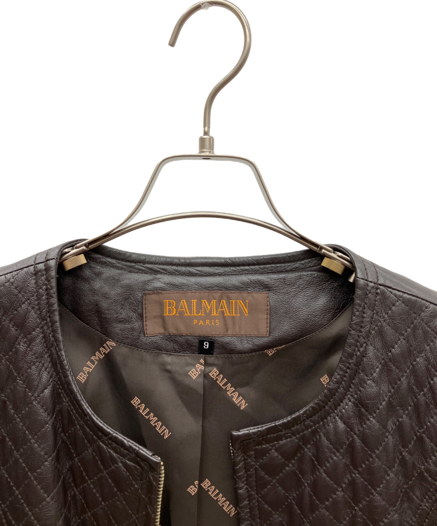 中古・古着通販】BALMAIN (バルマン) ラムレザージャケット ブラウン