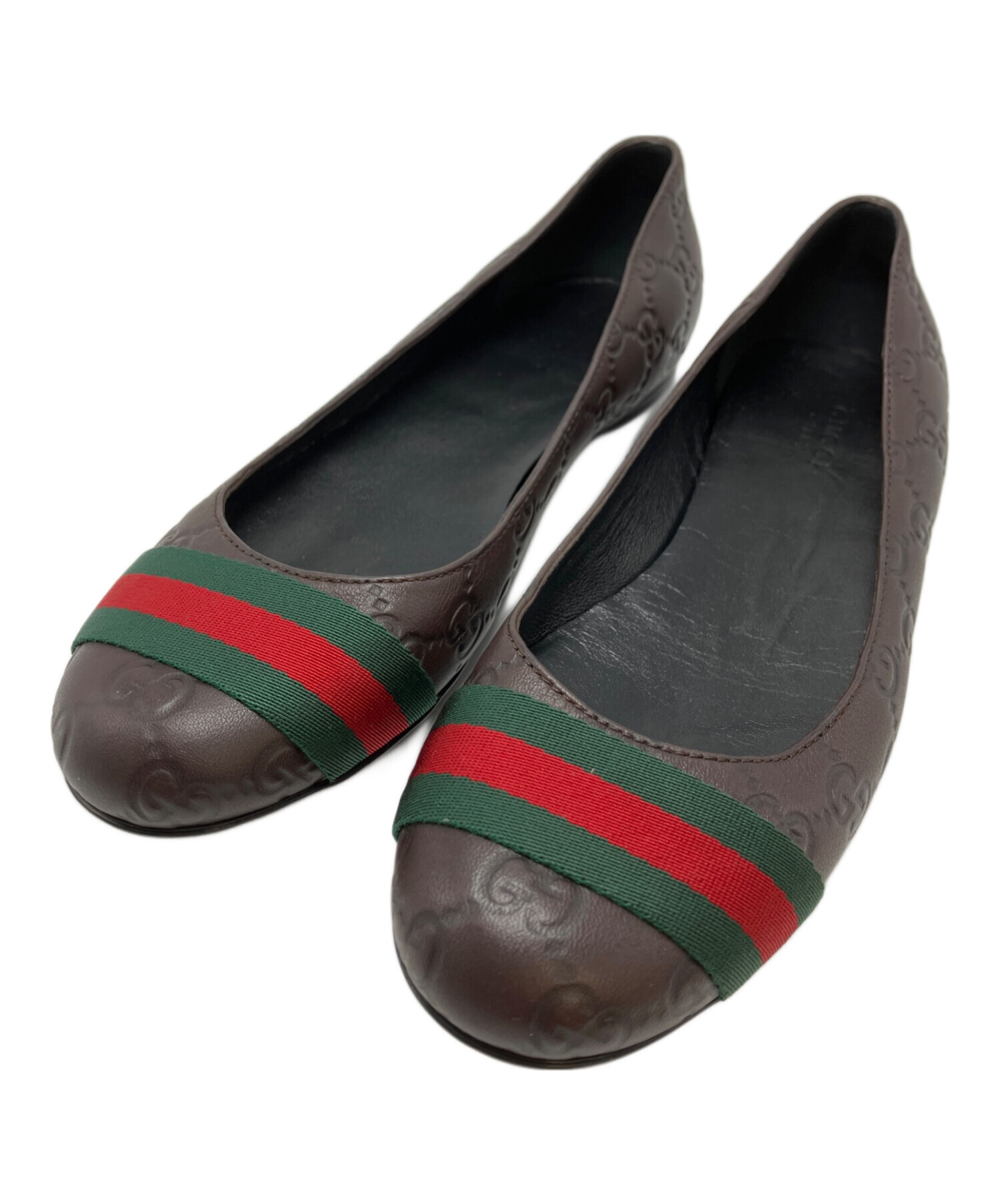 ☆美品☆GUCCI グッチ シェリーライン パテントレザー フラットパンプス 中古・古着通販】GUCCI (グッチ) グッチシマ シェリーライン フラット