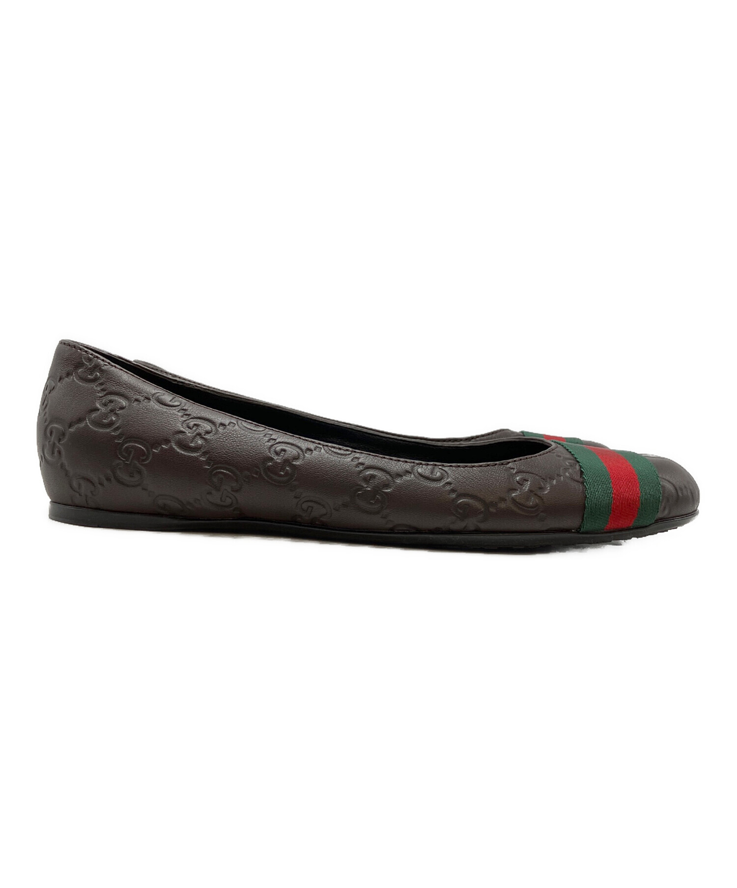 ☆美品☆GUCCI グッチ シェリーライン パテントレザー フラットパンプス 中古・古着通販】GUCCI (グッチ) グッチシマ シェリーライン フラット