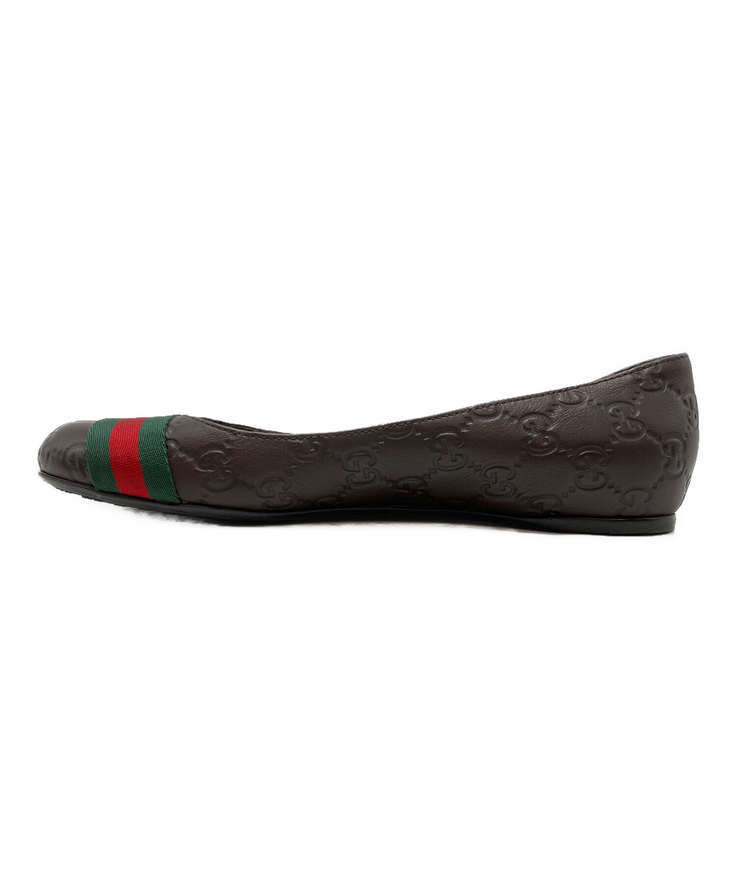 ☆美品☆GUCCI グッチ シェリーライン パテントレザー フラットパンプス 中古・古着通販】GUCCI (グッチ) グッチシマ シェリーライン フラット