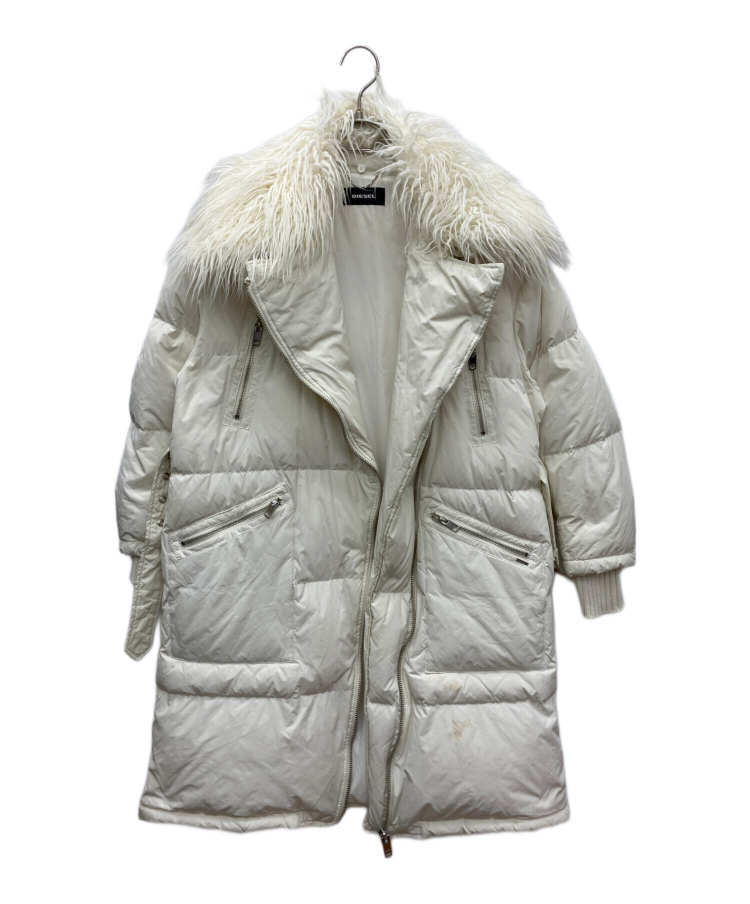 DIESEL ファー付きダウンジャケット 中古・古着通販】DIESEL (ディーゼル) ファーダウンコート ホワイト