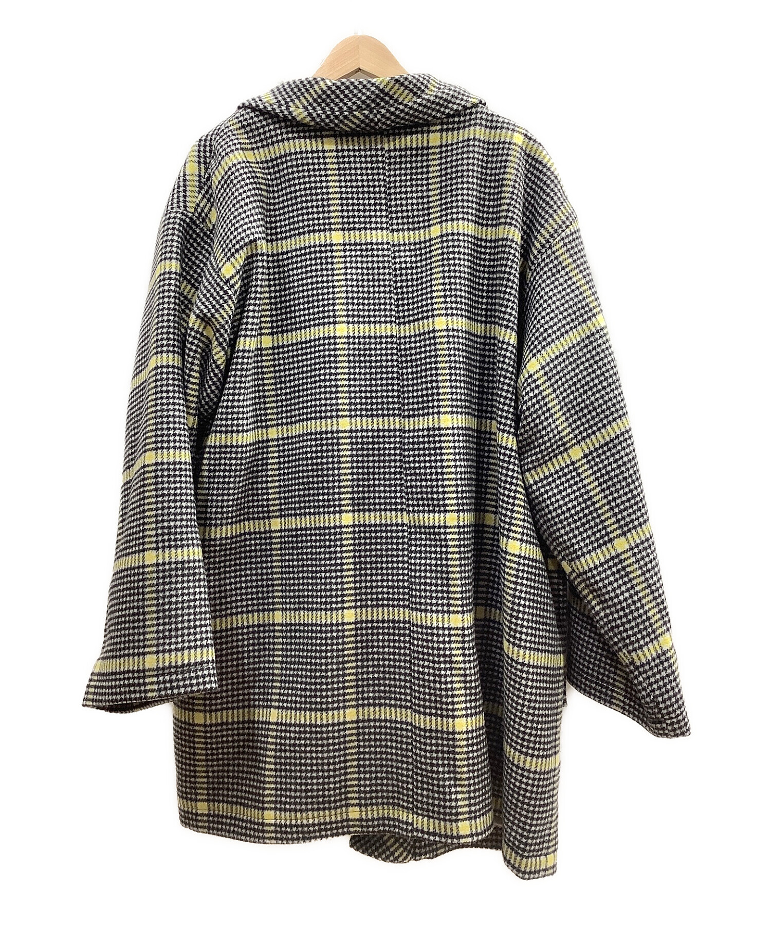 中古・古着通販】ATHA (アタ) ビッグチェックノラギコート イエロー