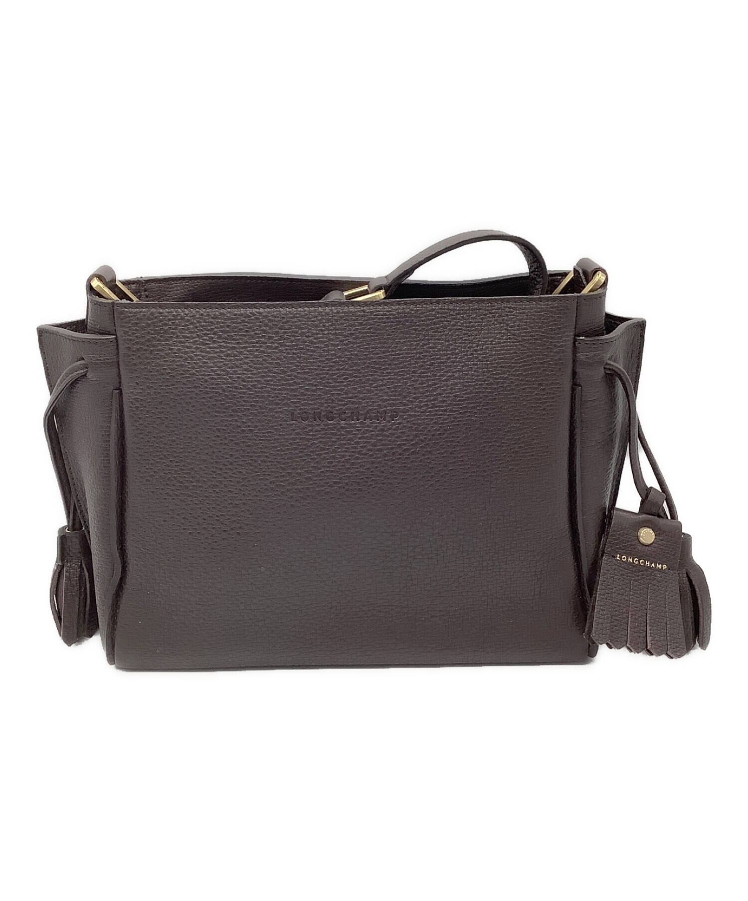 美品 ロンシャン レザー キャメル 茶 ショルダーバッグ 0602【中古  