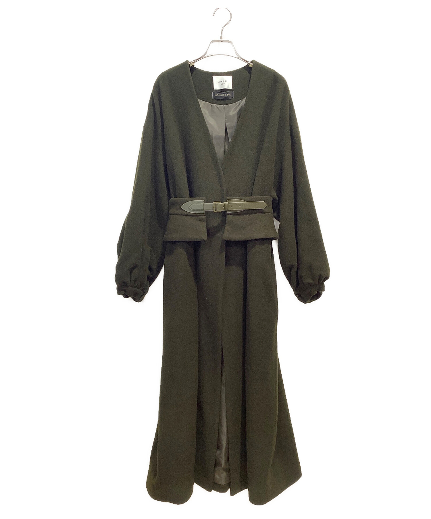 中古・古着通販】AMERI (アメリ) 2WAY NO COLLAR BELT COAT ブラウン 