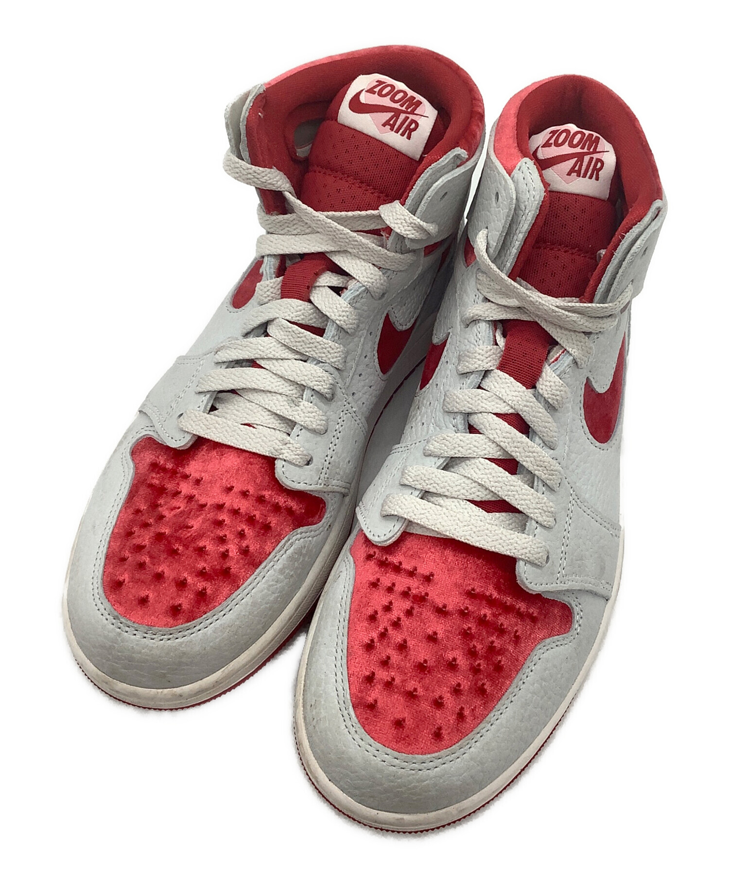 中古・古着通販】NIKE (ナイキ) ハイカットスニーカー グレー×レッド 