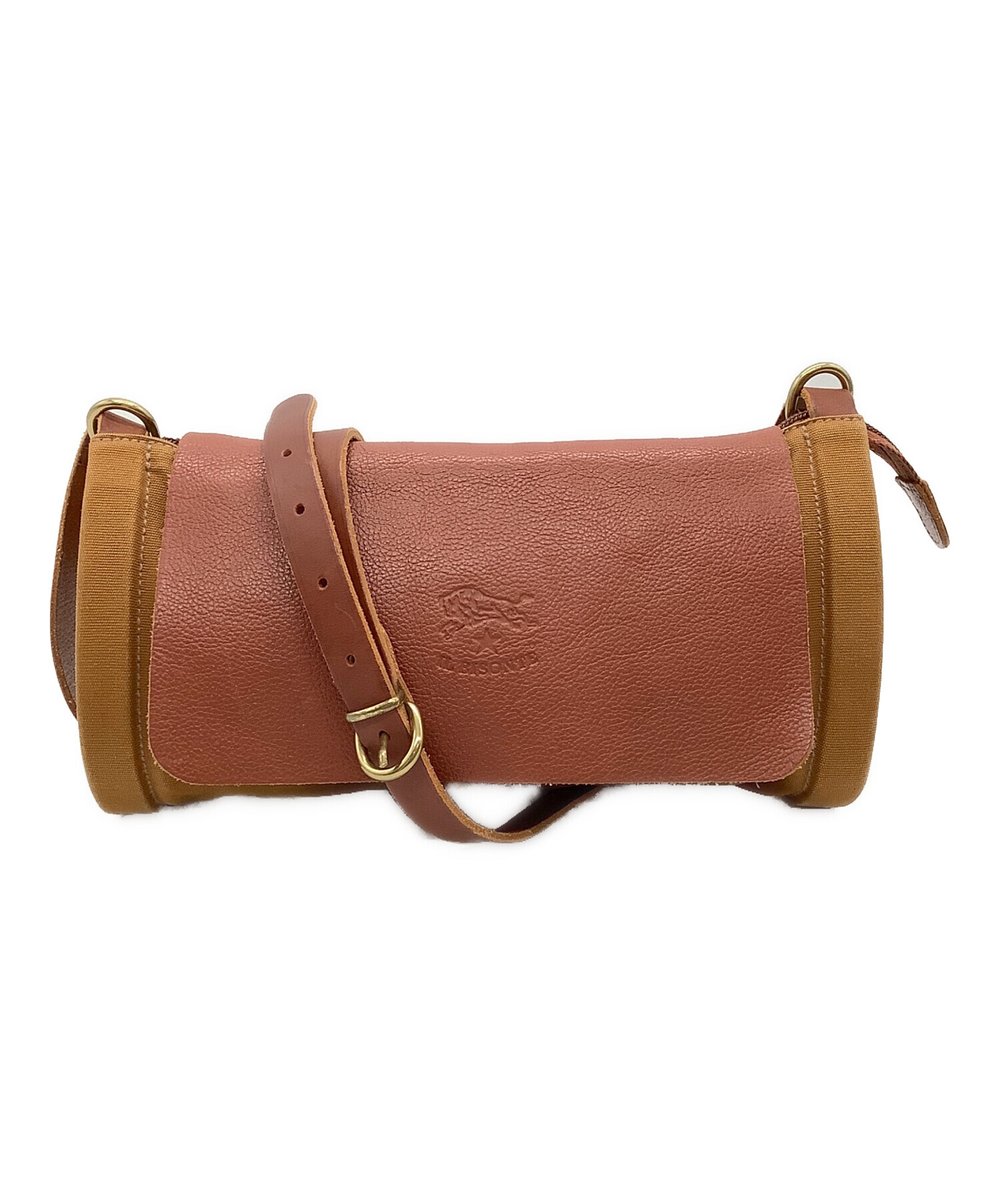 新品★イルビゾンテ 巾着　クロスボディバッグ 赤茶レザー IL BISONTE 新品☆イルビゾンテ 巾着 クロスボディバッグ 赤茶レザー IL BISONTE