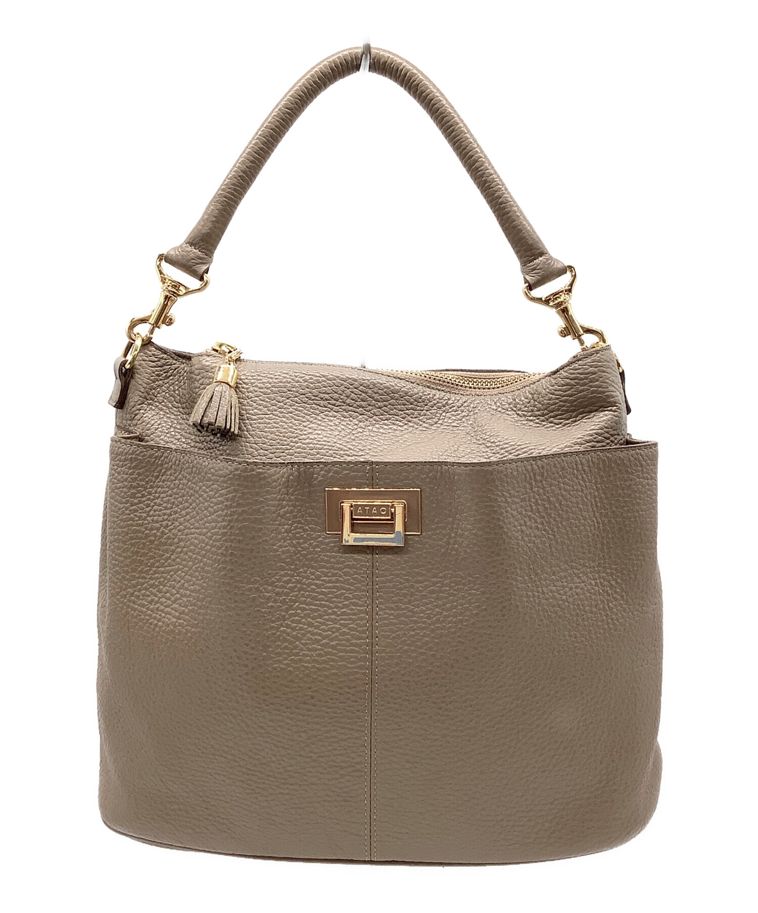 【美品】ATAO ミントシュリンク　ショルダーバッグ　　2way グレージュ ATAO アタオ ミントシュリンク 2wayショルダーバッグ グレージュ 美品