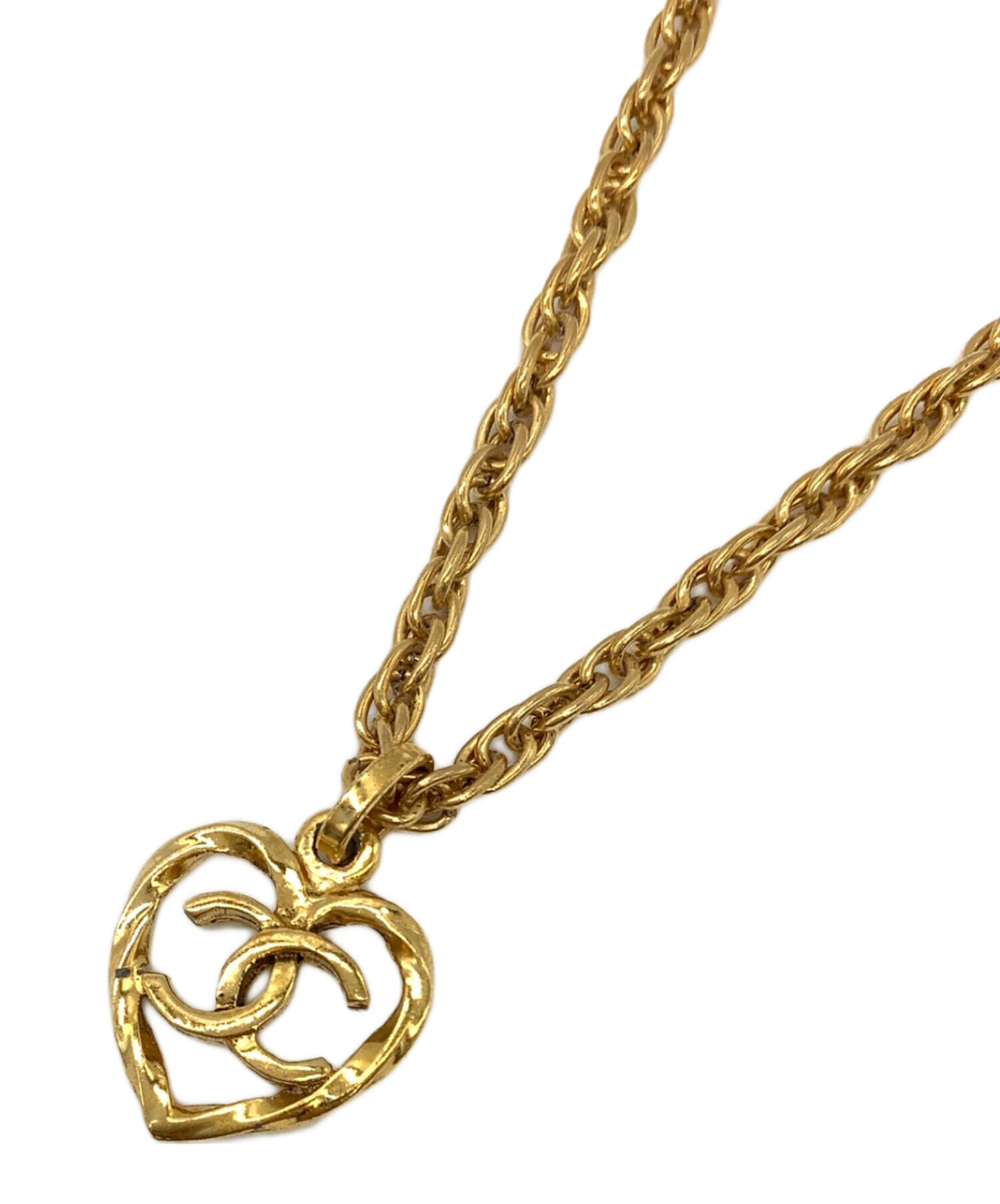 CHANEL ゴールドトーン ハート型ネックレス 新品同様 中古・古着通販】CHANEL (シャネル) 80s ハートネックレス ゴールド