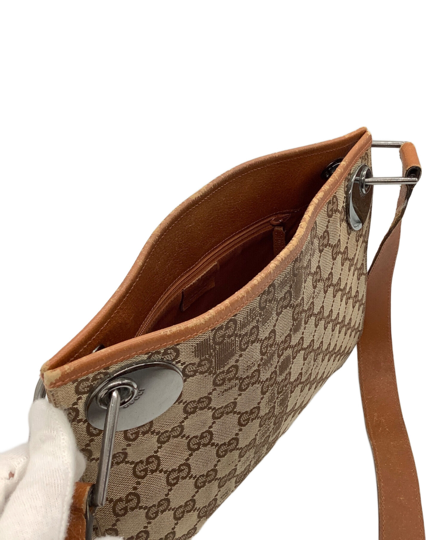 GUCCI グッチ 322077 斜め掛けショルダーバッグ ブラウン 14057 メンズ【中古】 z6582 中古・古着通販】GUCCI (グッチ) GG ショルダーバッグ ブラウン