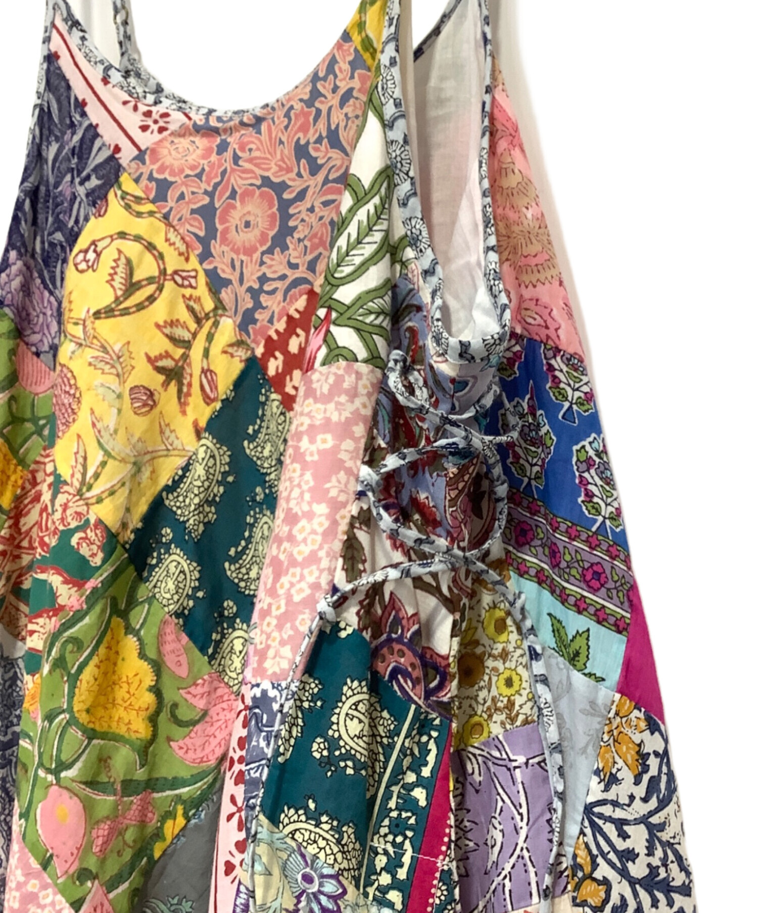 【未使用】Freada インドサイドレースアップパッチワーク ワンピース 1点物 中古・古着通販】Freada (フリーダ) インドサイドレースアップパッチ