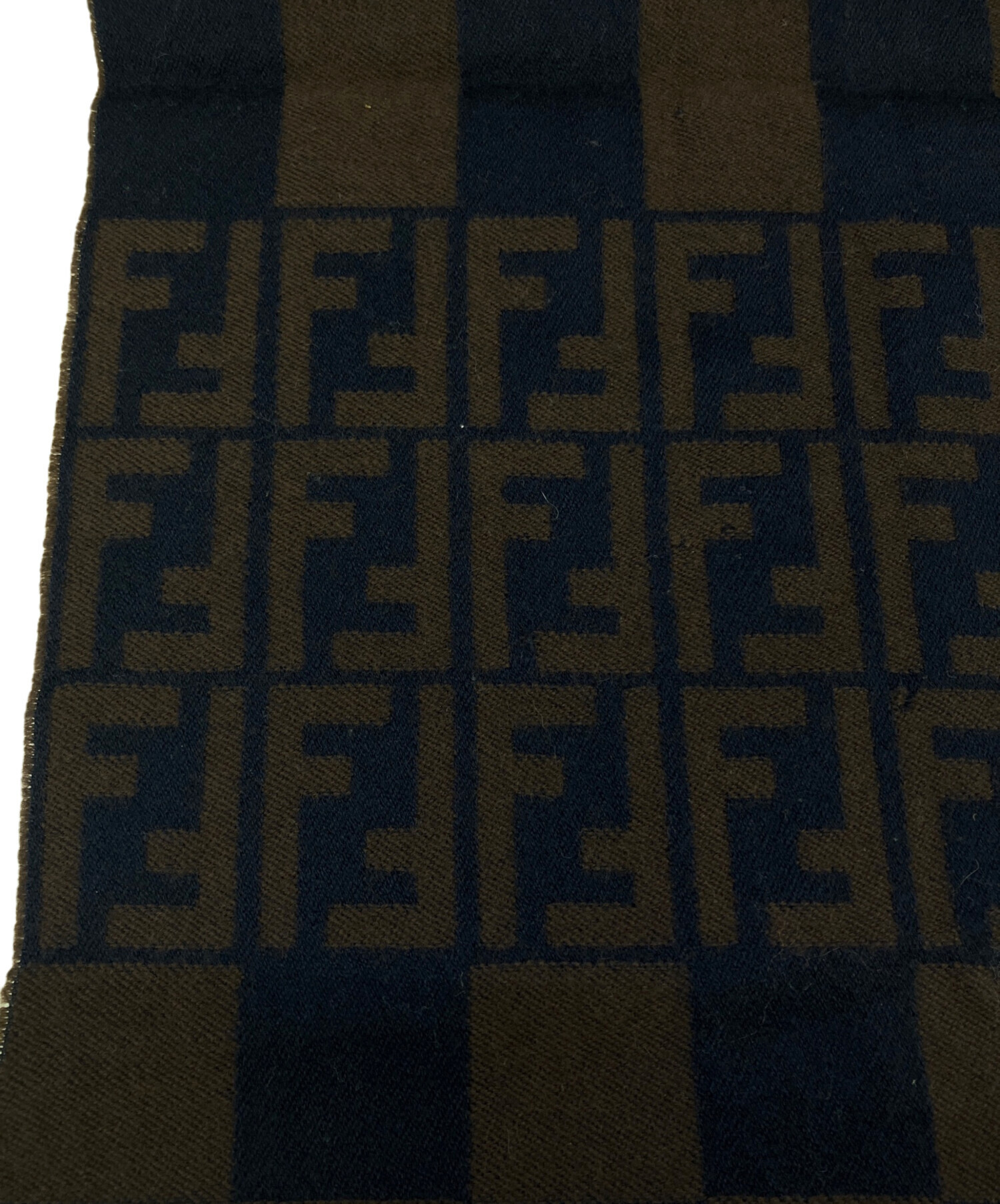 FENDI マフラー ズッカ 黒 ネイビー ウール 大判 ストール 中古・古着通販】FENDI (フェンディ) ズッカ ウールマフラー ネイビー