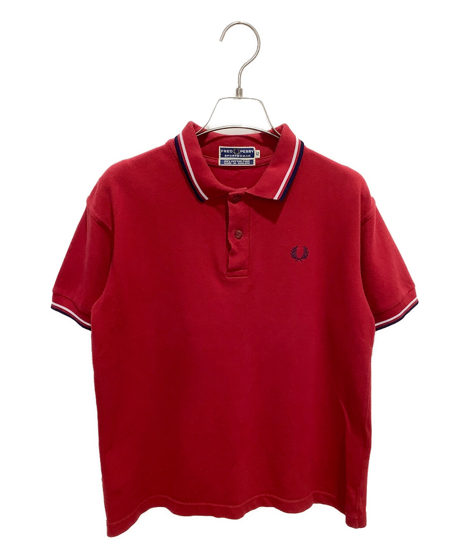 FRED PERRY 長袖ポロシャツ ボルドー M 月桂樹ロゴ 古着 ストリート FRED PERRY フレッドペリー 大きいサイズ 美品 長袖 ポロシャツ 黒×赤