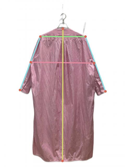 中古・古着通販】ticca (ティッカ) ストライプシャツワンピース ピンク