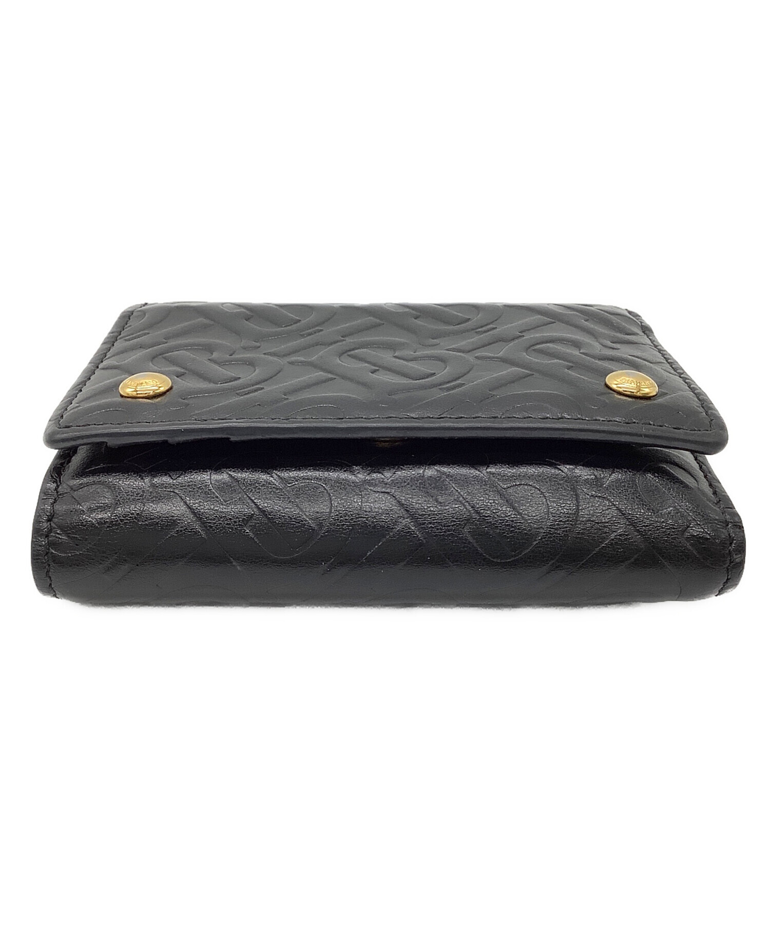 中古・古着通販】BURBERRY (バーバリー) 型押し3つ折り財布 ブラック