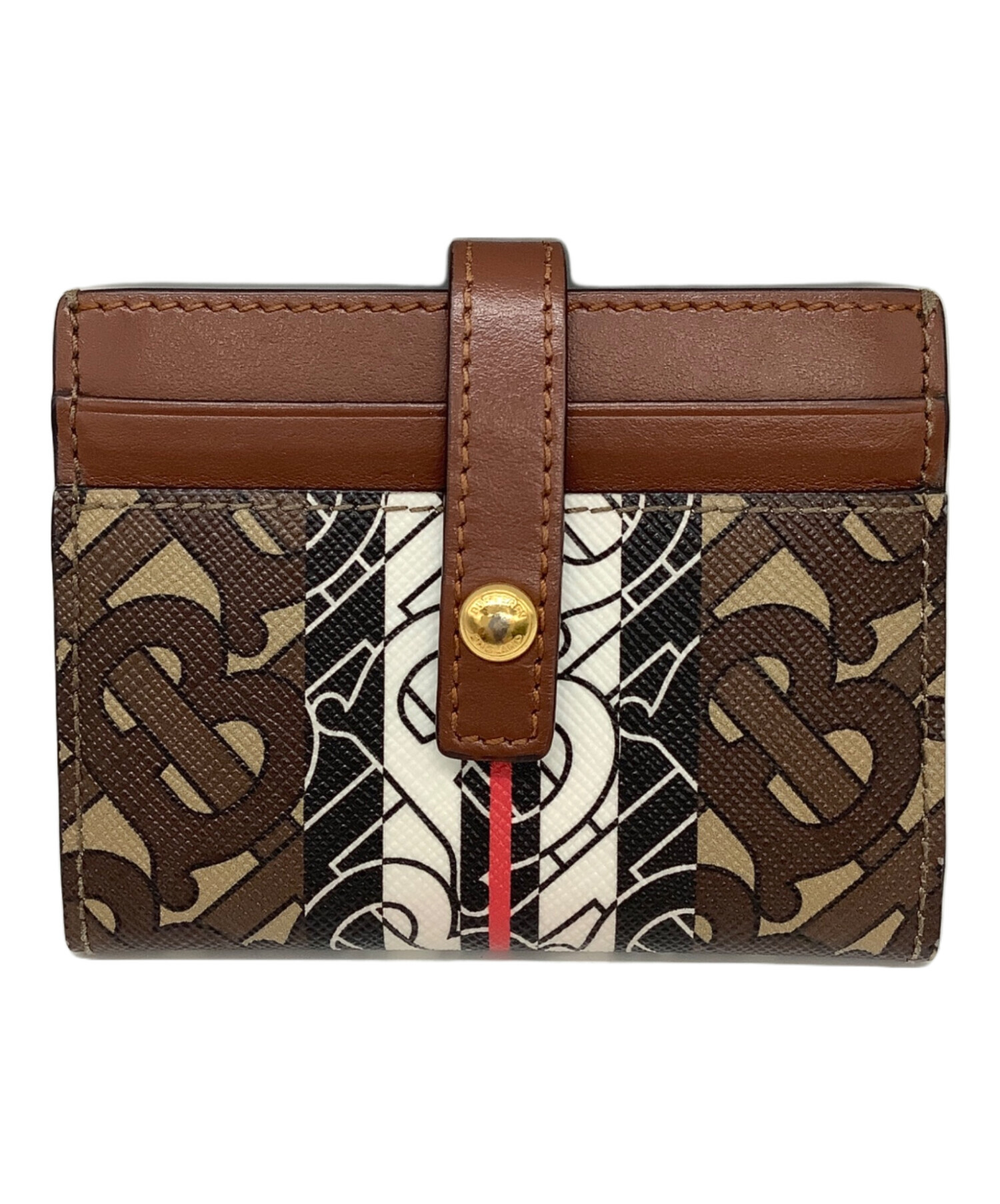 バーバリー　Burberry 二つ折り財布　茶色　柄模様　TBモノグラム バーバリー Burberry 二つ折り財布 茶色 柄模様 TBモノグラム - メルカリ