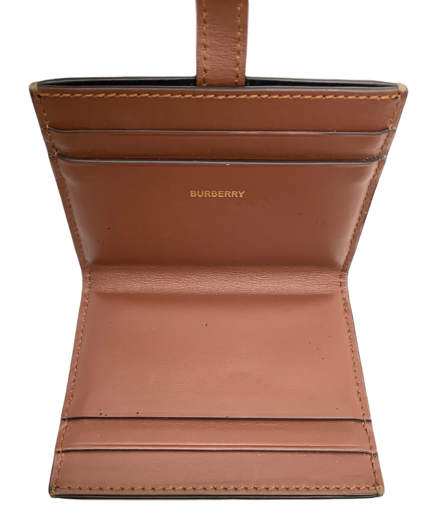 バーバリー　Burberry 二つ折り財布　茶色　柄模様　TBモノグラム バーバリー Burberry 二つ折り財布 茶色 柄模様 TBモノグラム - メルカリ