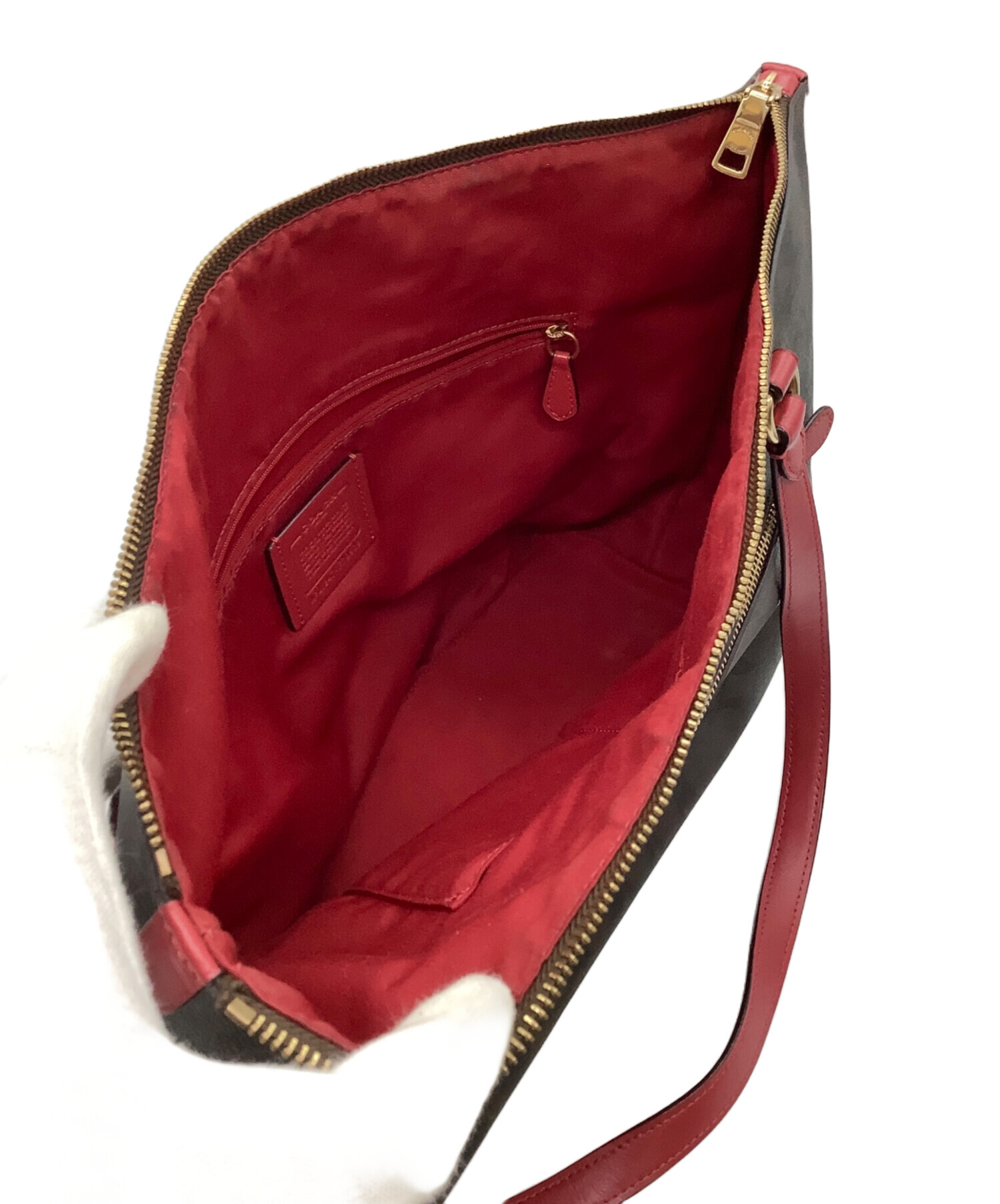 中古・古着通販】COACH (コーチ) シグネチャーハンドバッグ ブラウン