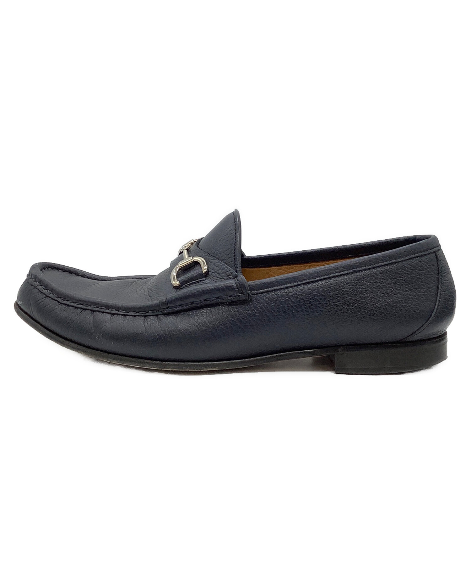 中古・古着通販】GUCCI (グッチ) ビットローファー ネイビー サイズ:8