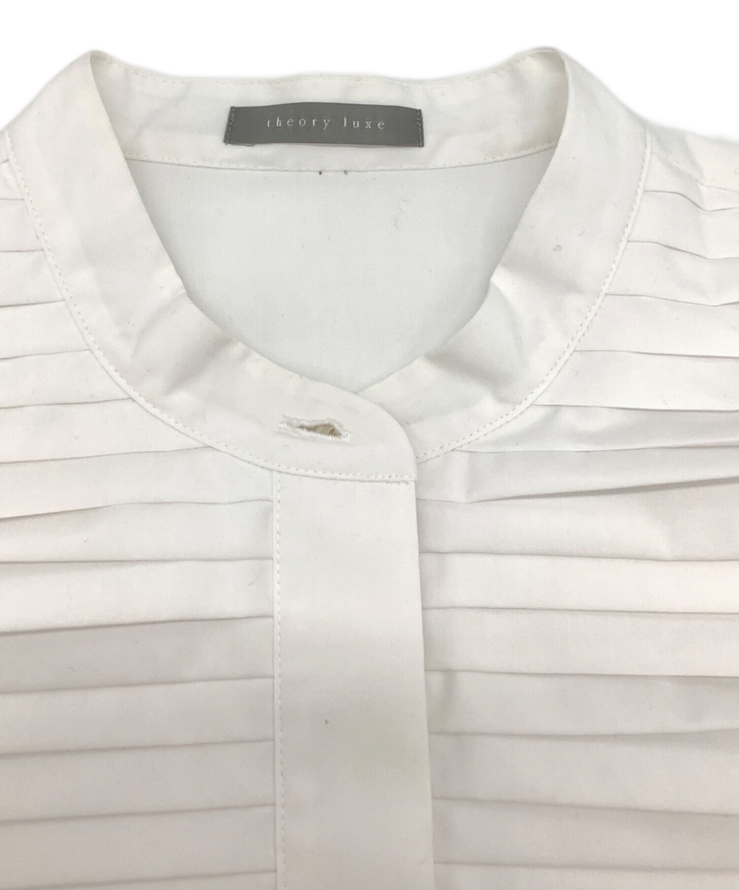 Theory luxeホワイト フリル付き 長袖シャツ