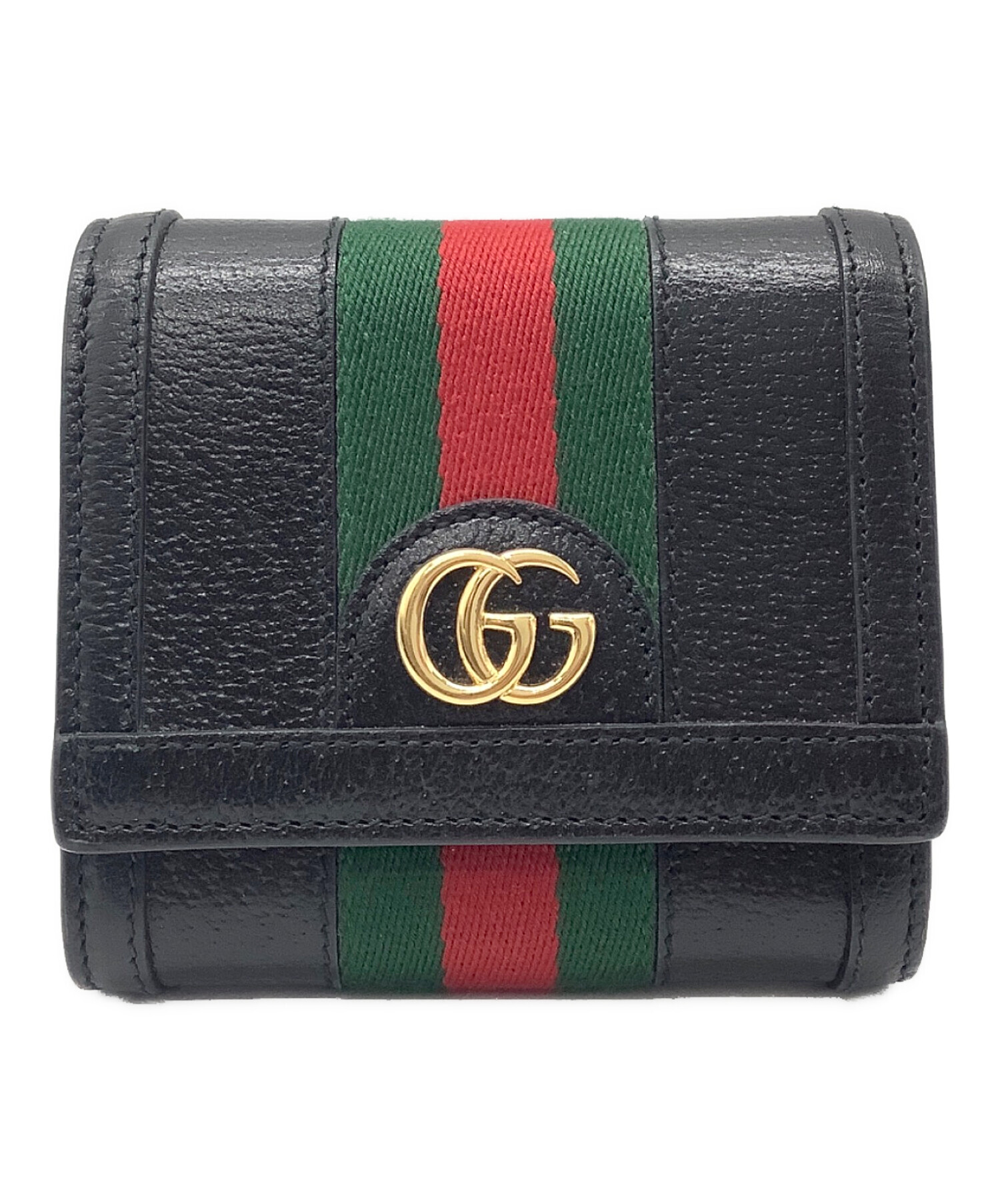 中古・古着通販】GUCCI (グッチ) シェリーライン 2つ折り財布 ブラック