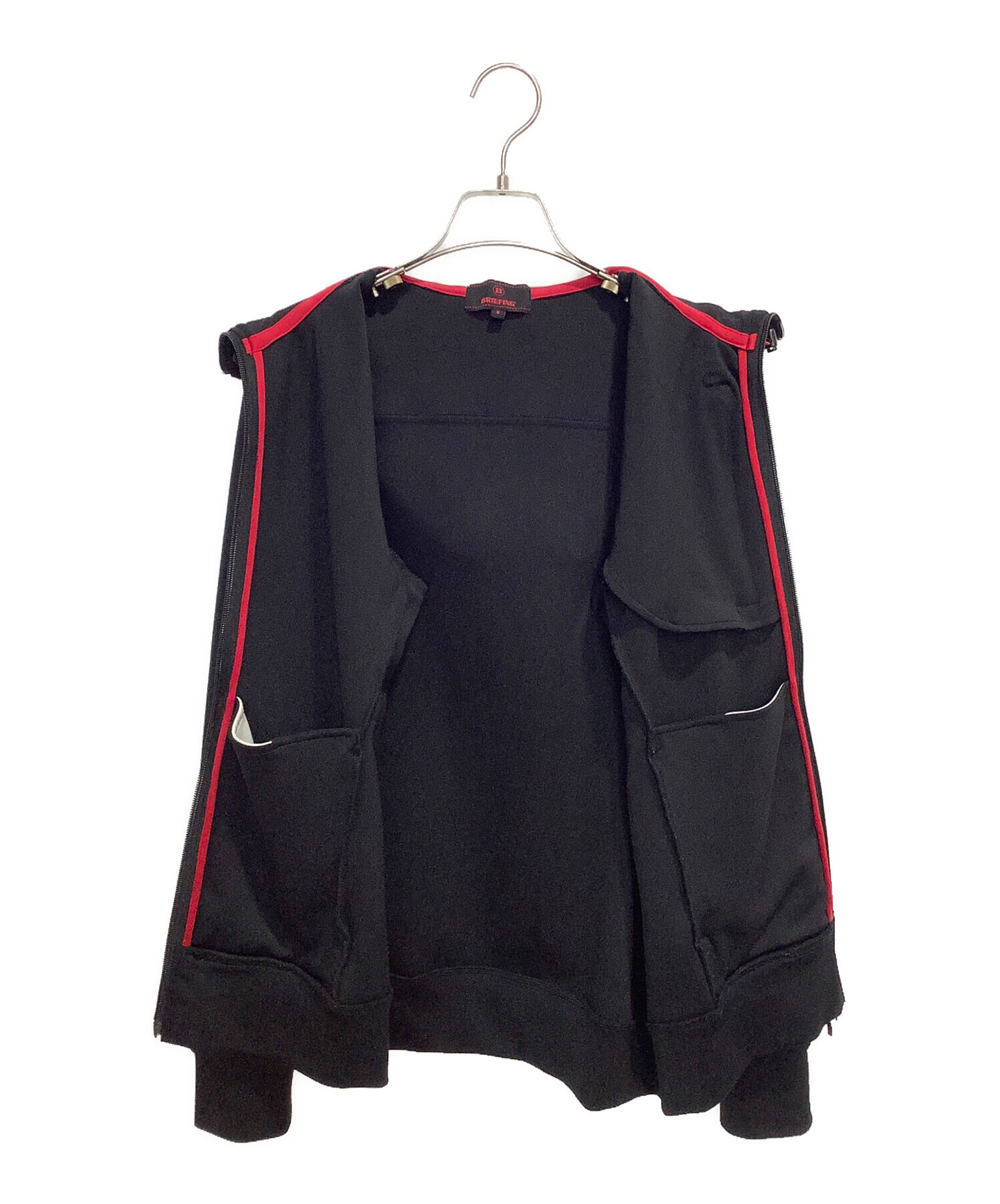 BRIEFING ジップパーカー　黒×赤 中古・古着通販】BRIEFING (ブリーフィング) ジップパーカー ブラック