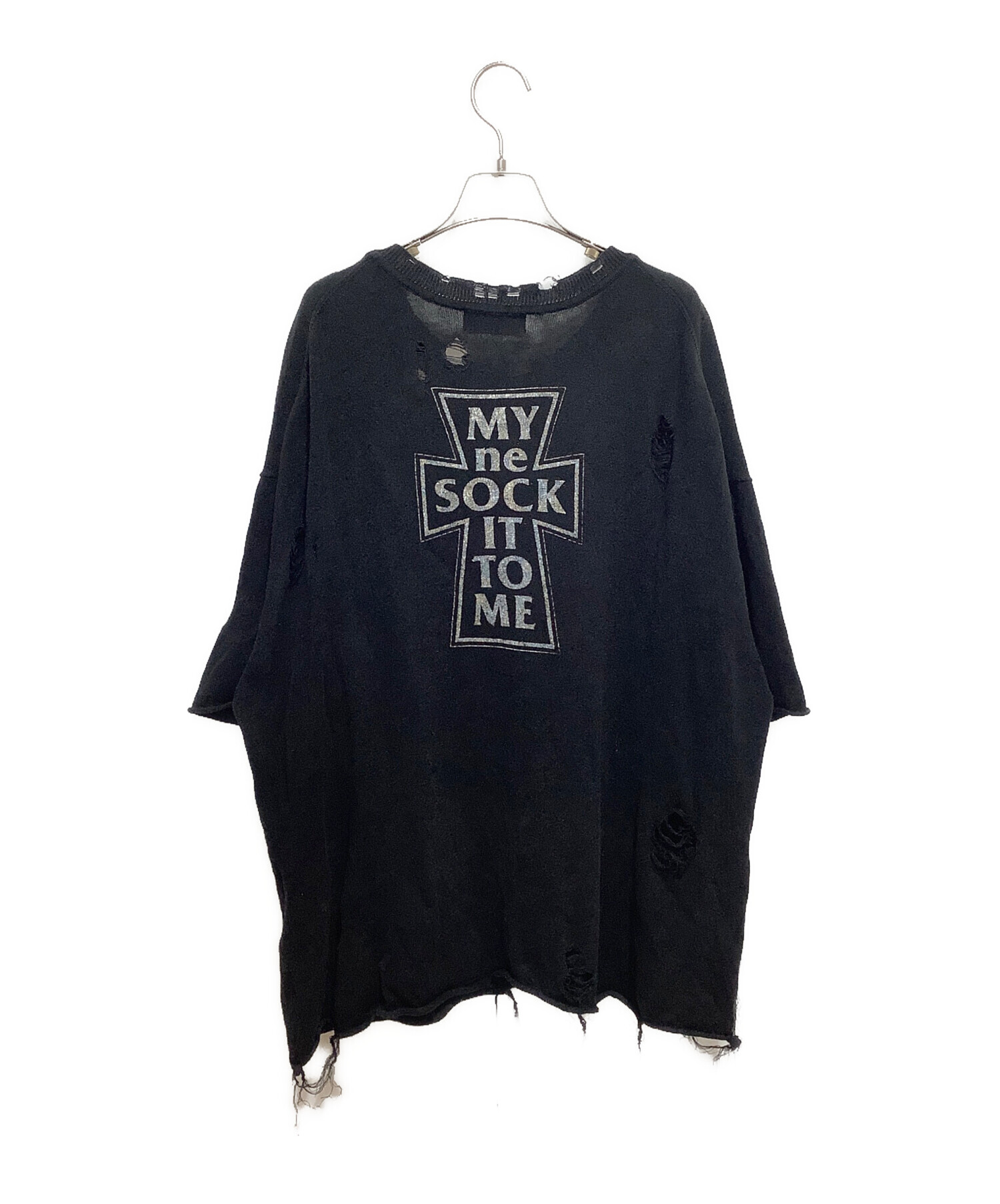 中古・古着通販】MYNE (マイン) Printed Knit Tee ブラック サイズ:M 