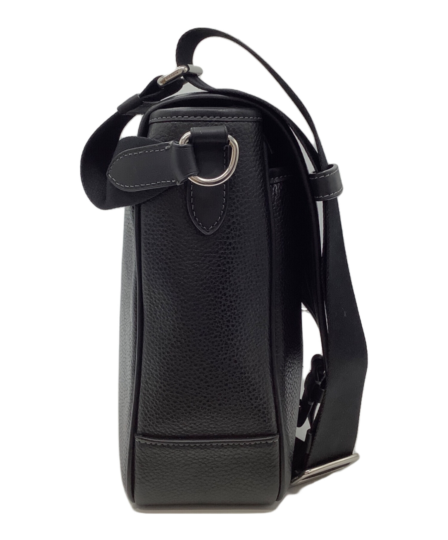 COACH コーチ メッセンジャーバッグ 黒 レザー 中古・古着通販】COACH (コーチ) レザーメッセンジャーバッグ ブラック