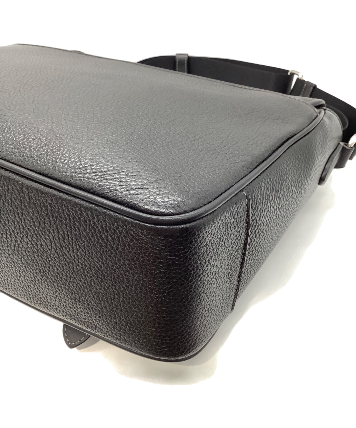 中古・古着通販】COACH (コーチ) レザーメッセンジャーバッグ ブラック