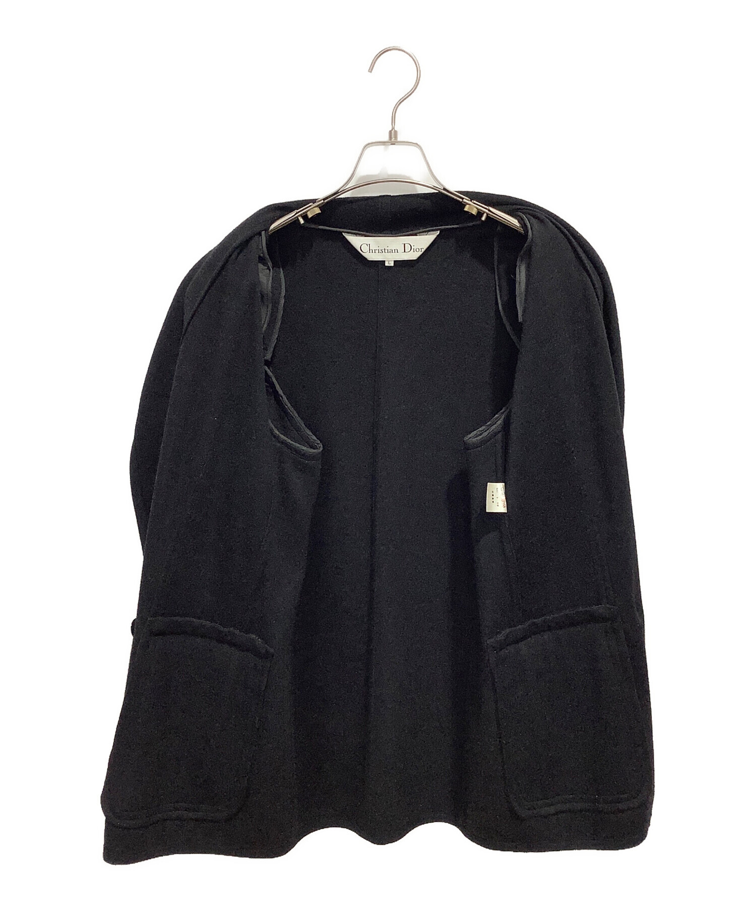 DIOR　ウールジャケット　グレー　サイズ４４　ハンガー・ガーメントケース Dior《アシンメトリー ショールカラー付ジャケット》グレー 直営 (Dior