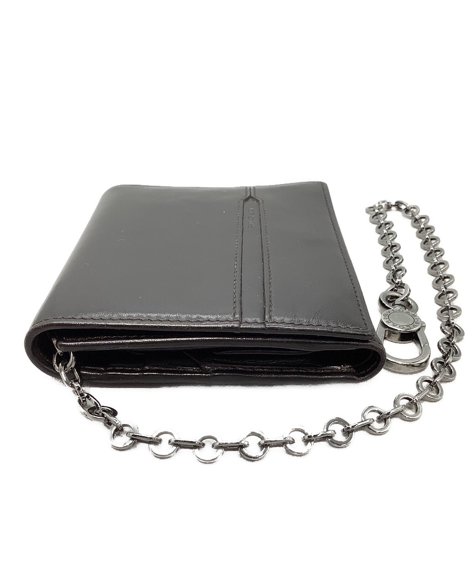 中古・古着通販】BVLGARI (ブルガリ) 3つ折り財布チェーン付き ダーク
