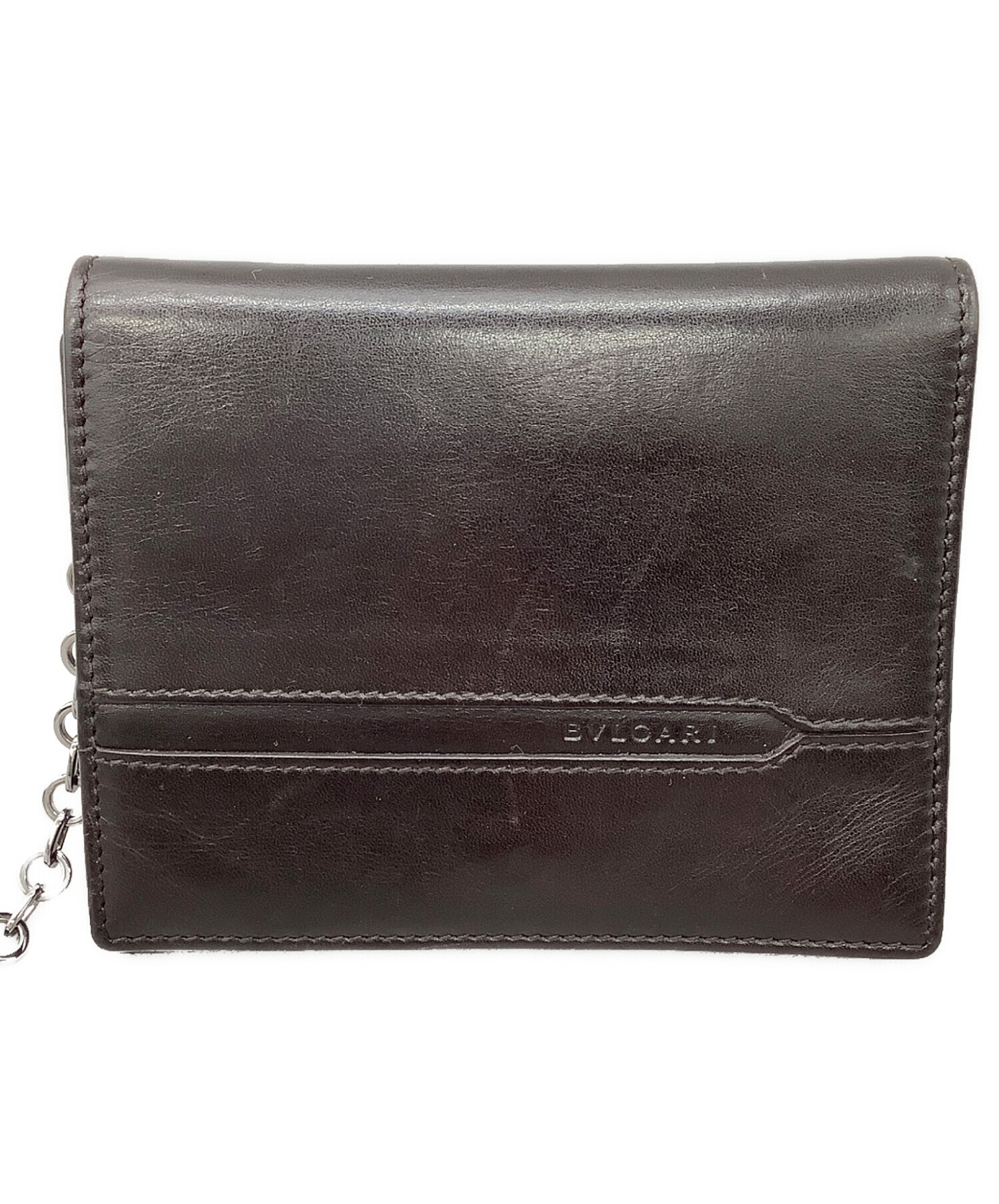 中古・古着通販】BVLGARI (ブルガリ) 3つ折り財布チェーン付き ダーク