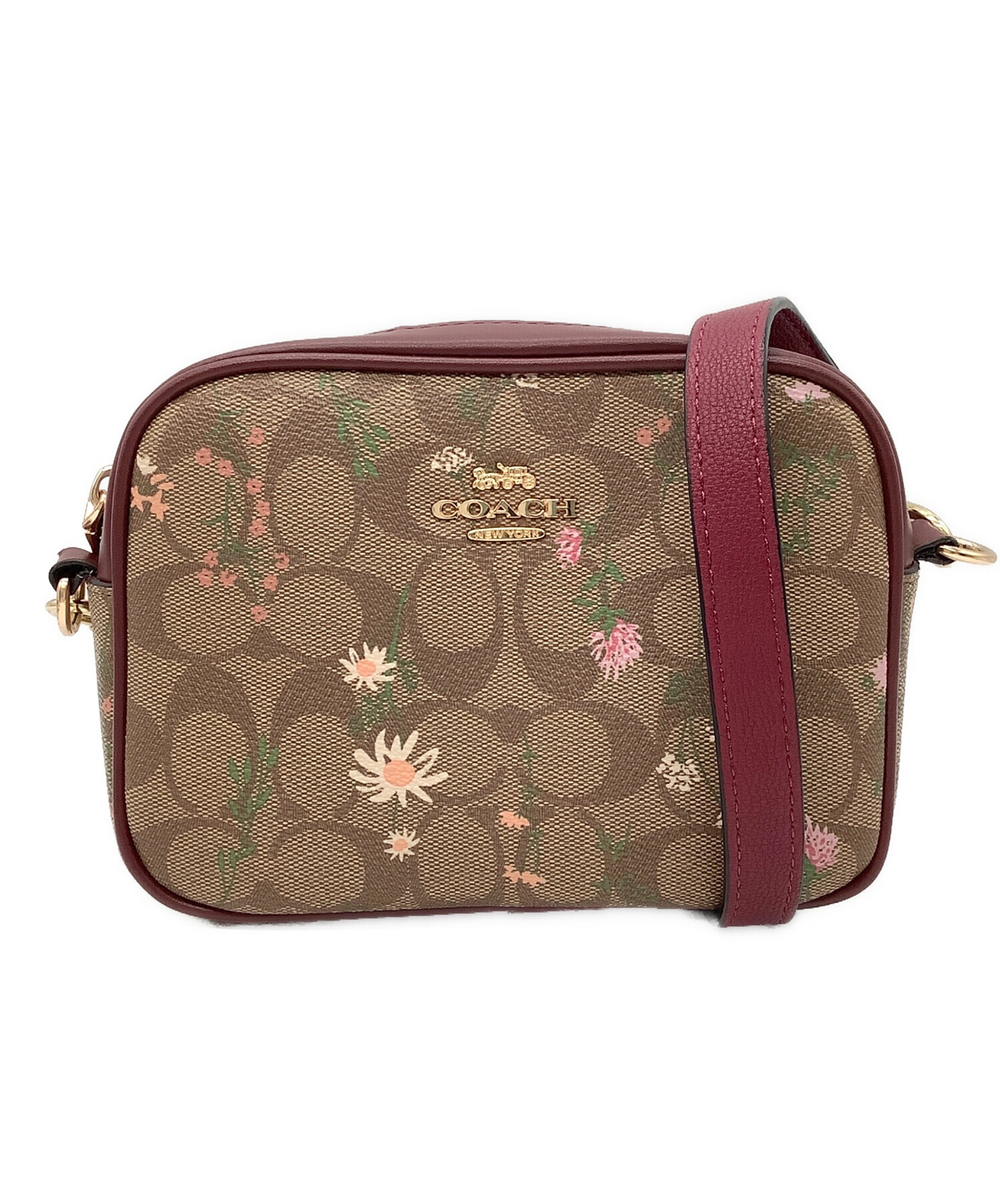 中古・古着通販】COACH (コーチ) ショルダーバッグ ベージュ×ボルドー