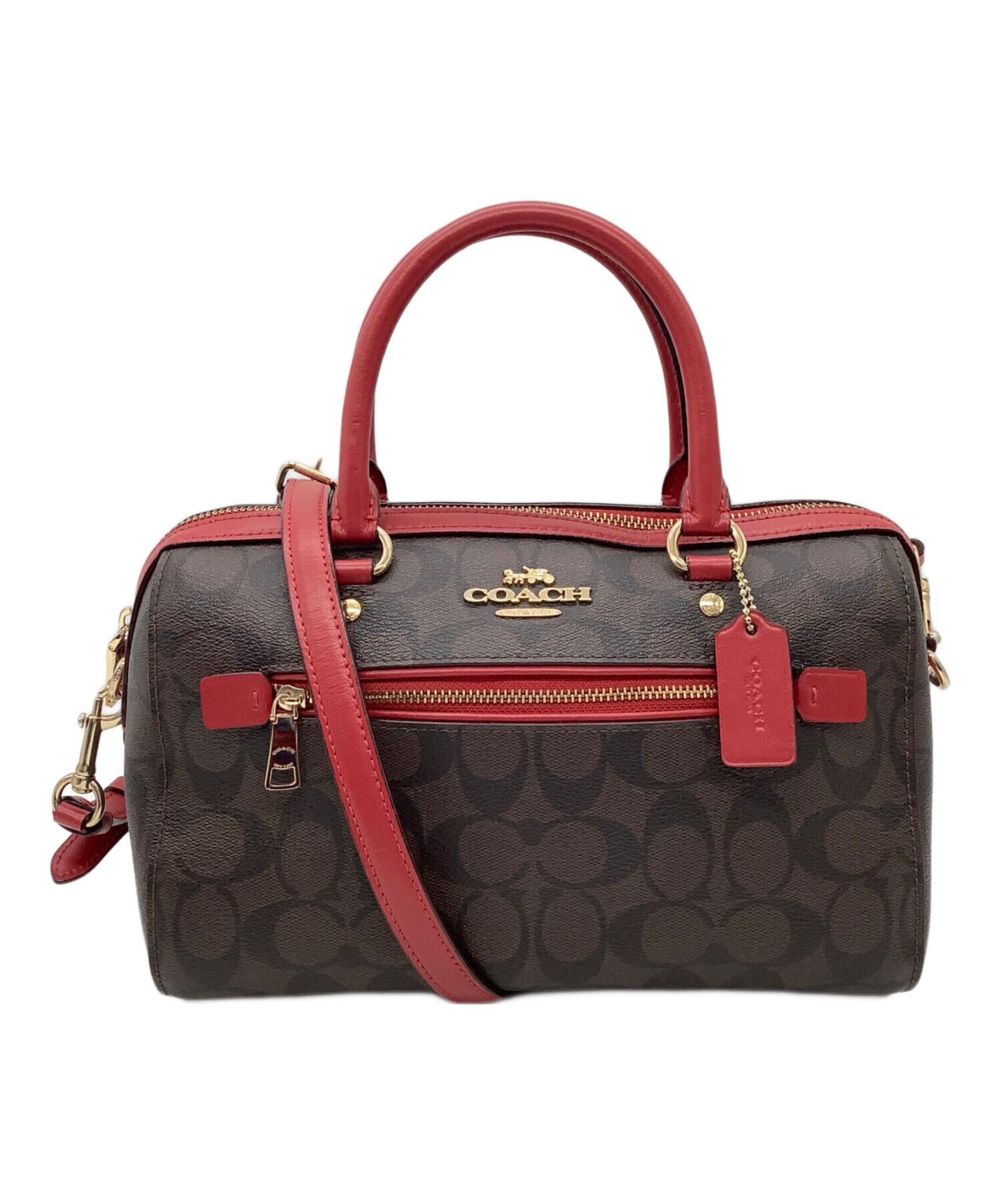 未使用　コーチ/COACH 2wayバッグ　US製赤色 中古・古着通販】COACH (コーチ) シグネチャー 2WAYバッグ ブラウン