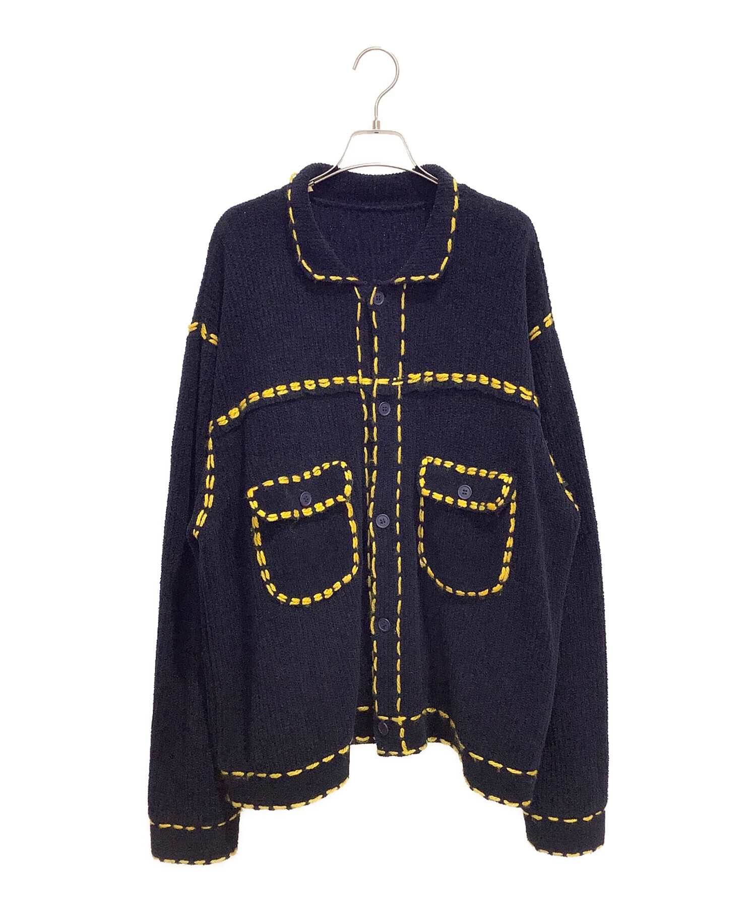 中古・古着通販】PHINGERIN (フィンガリン) 厚手カーディガン ネイビー