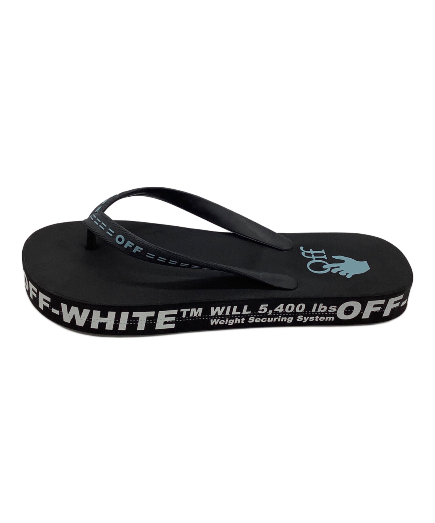 off white サンダル 中古・古着通販】OFFWHITE (オフホワイト) RUBBER FLIP FLOP ブラックx