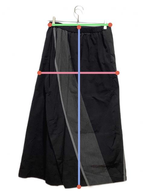 中古・古着通販】慈雨 (ジウ) 切替ロングスカート ブラック×グレー