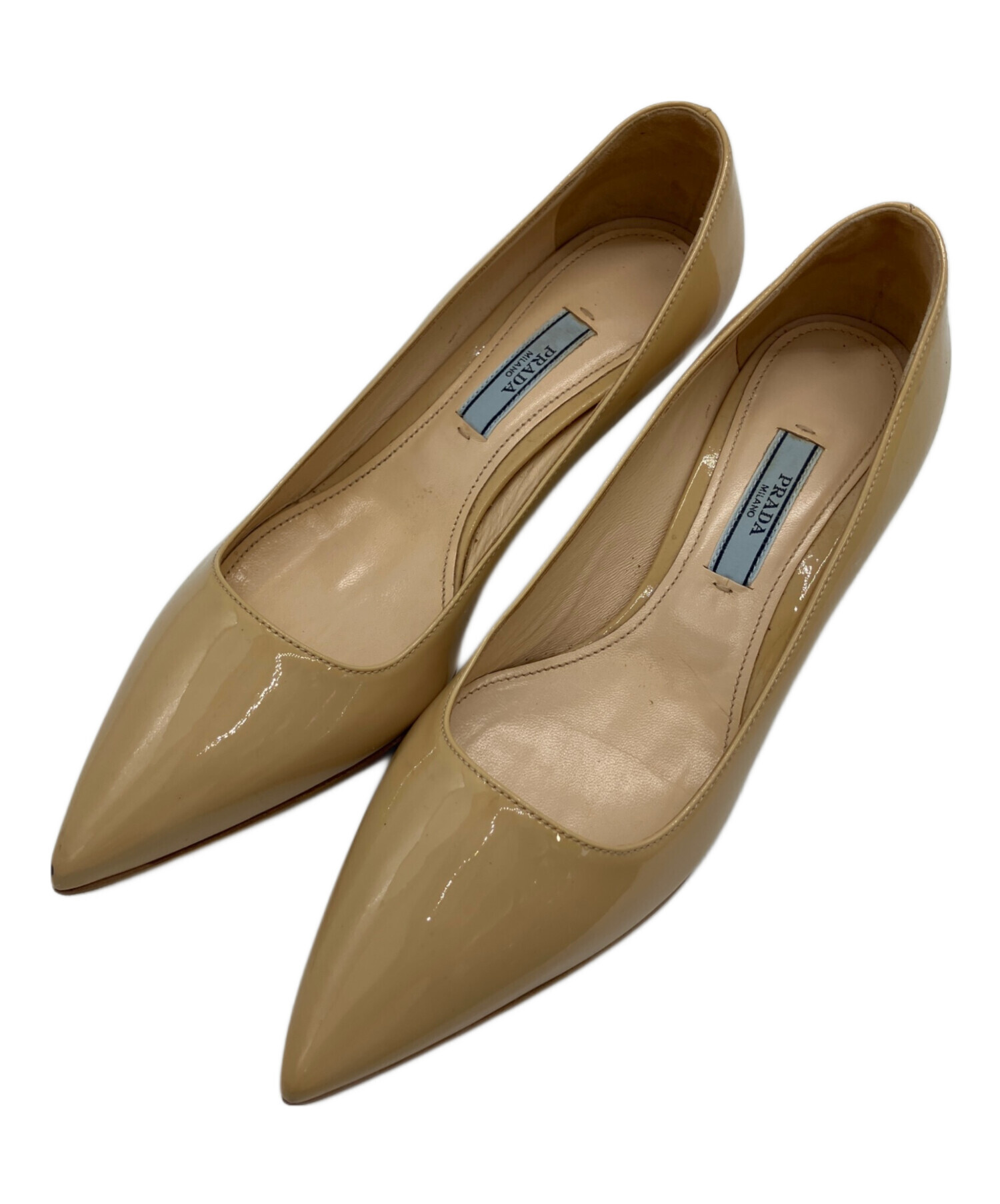 新品未使用　PRADA　パンプス　35.5サイズ 中古・古着通販】PRADA (プラダ) エナメルパンプス ベージュ サイズ