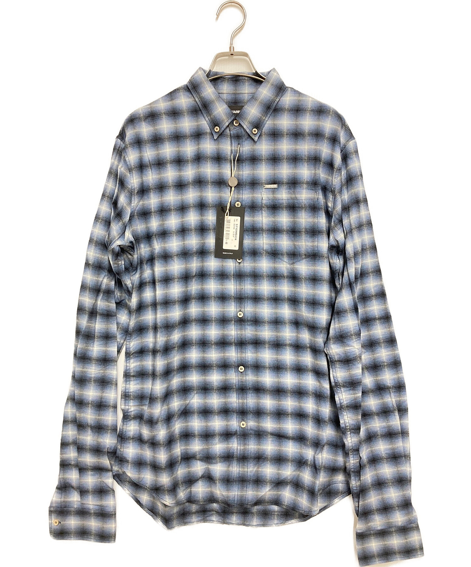 DSQUARED2 ディースクエアード チェックシャツ 半袖 ブルー系 イタリア