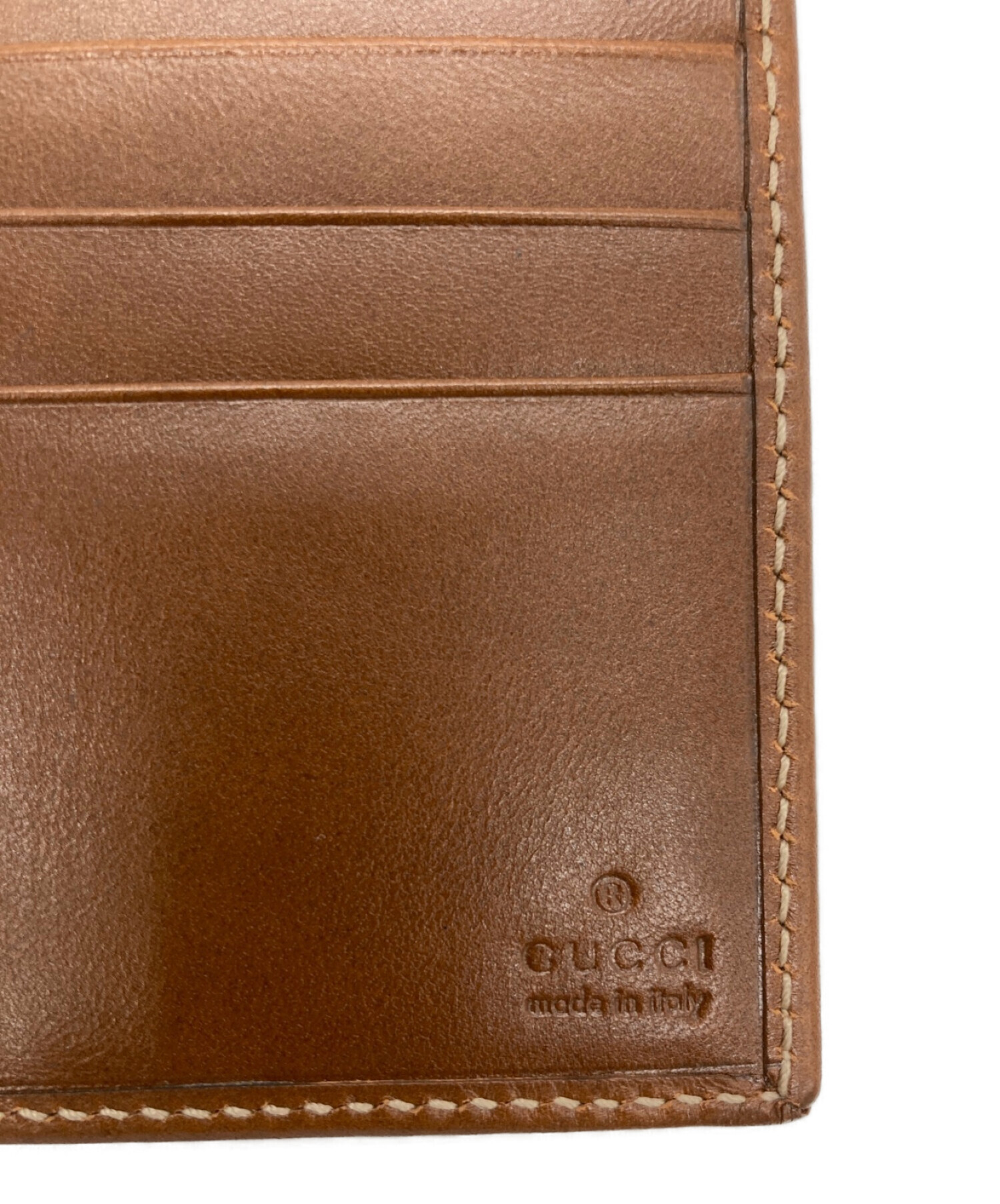 中古・古着通販】GUCCI (グッチ) 2つ折り財布 ブラウン｜ブランド