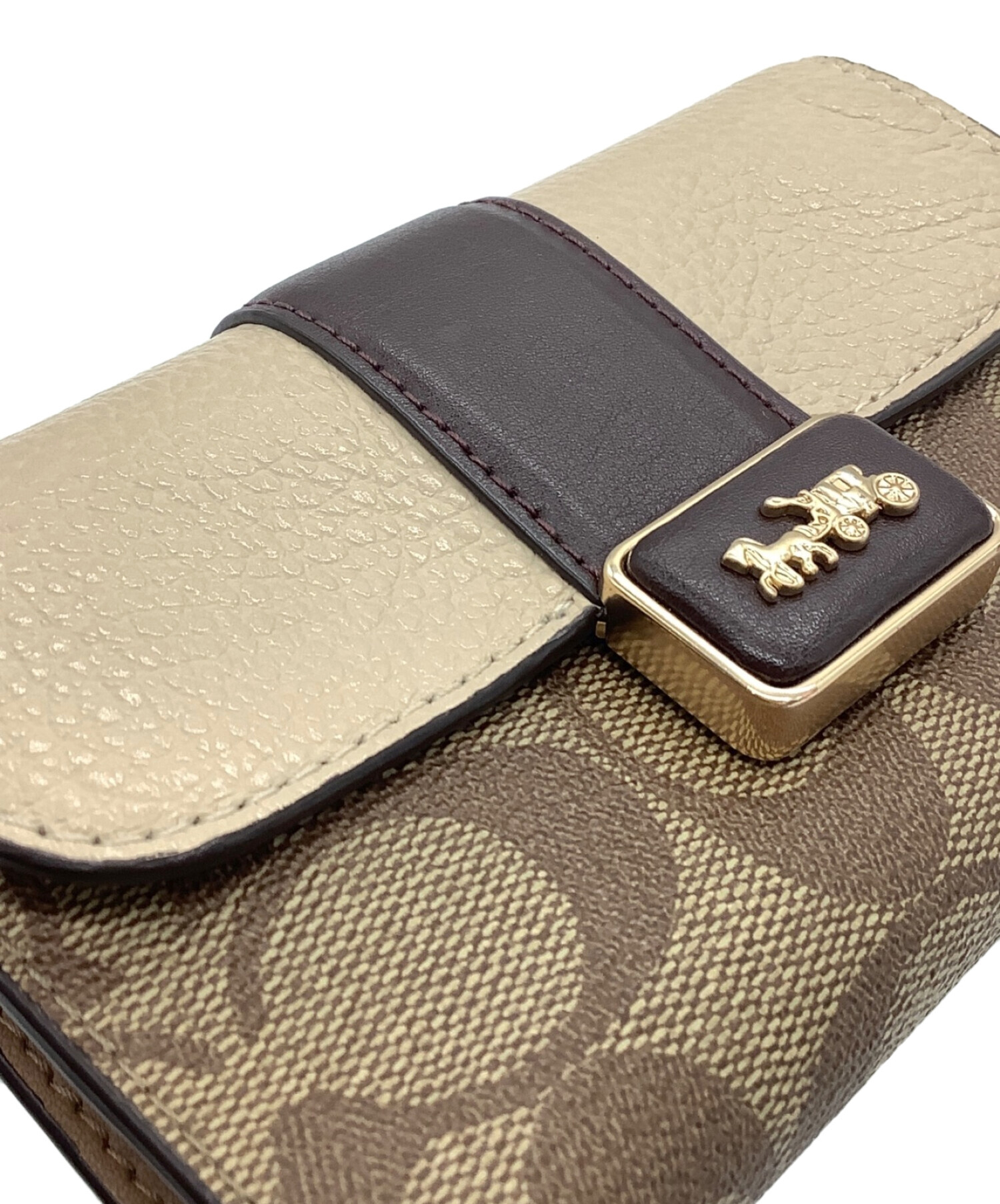 【未使用品】COACH 三つ折り財布 ブラウン レザー 中古・古着通販】COACH (コーチ) 3つ折り財布 ブラウン｜ブランド