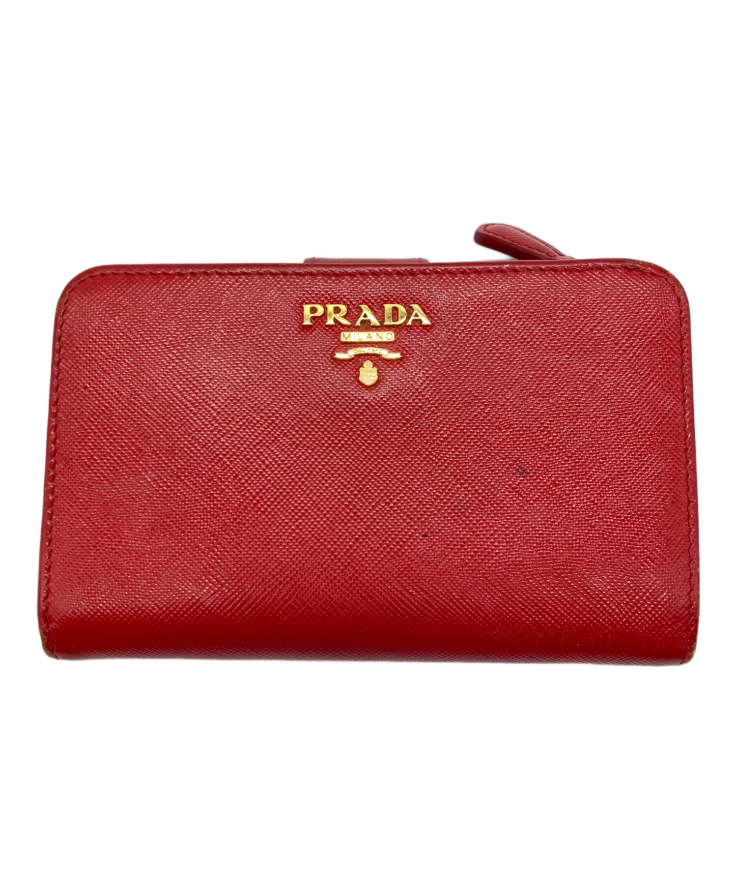 中古・古着通販】PRADA (プラダ) 2つ折り財布 レッド×ゴールド 