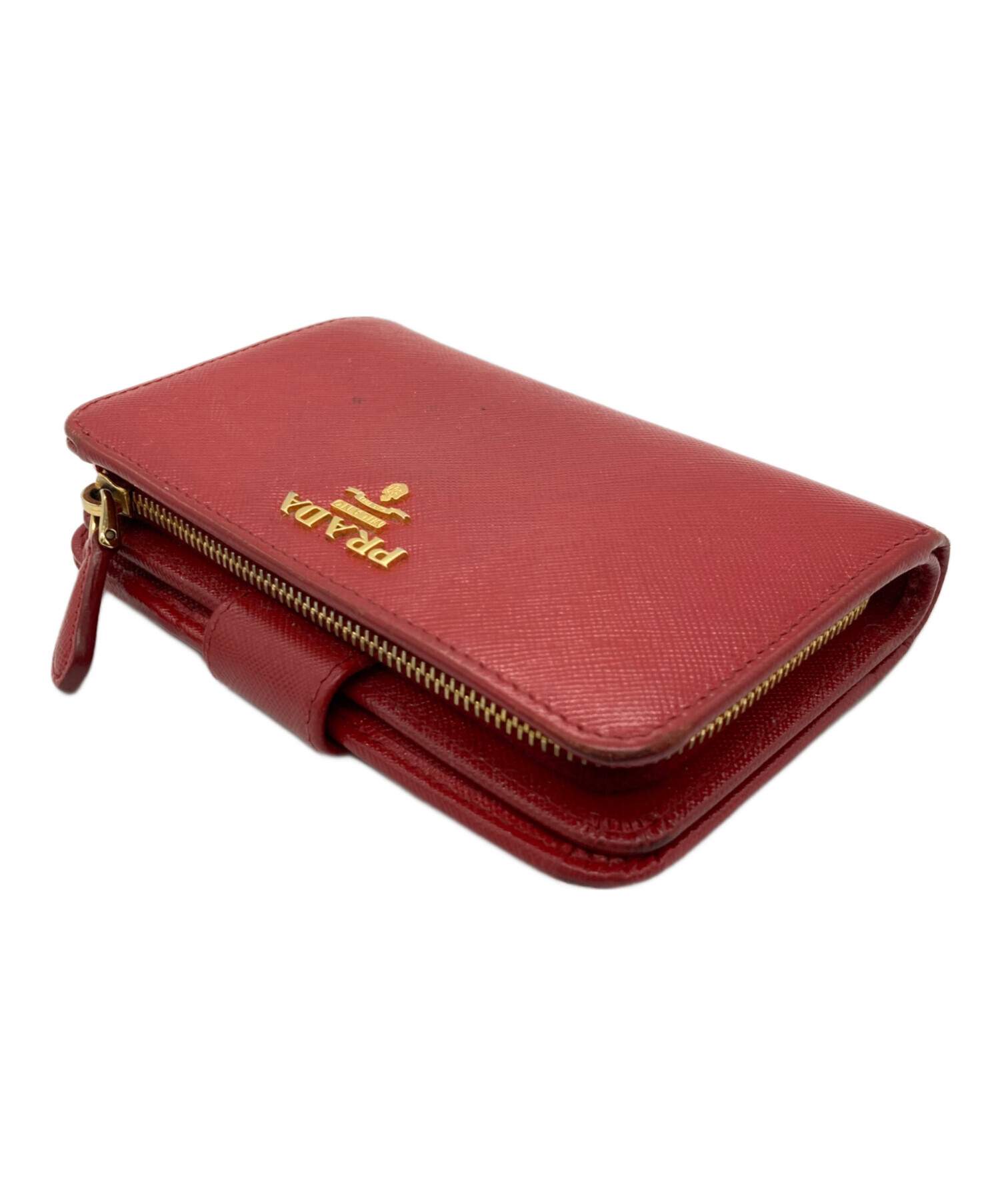 中古・古着通販】PRADA (プラダ) 2つ折り財布 レッド×ゴールド 