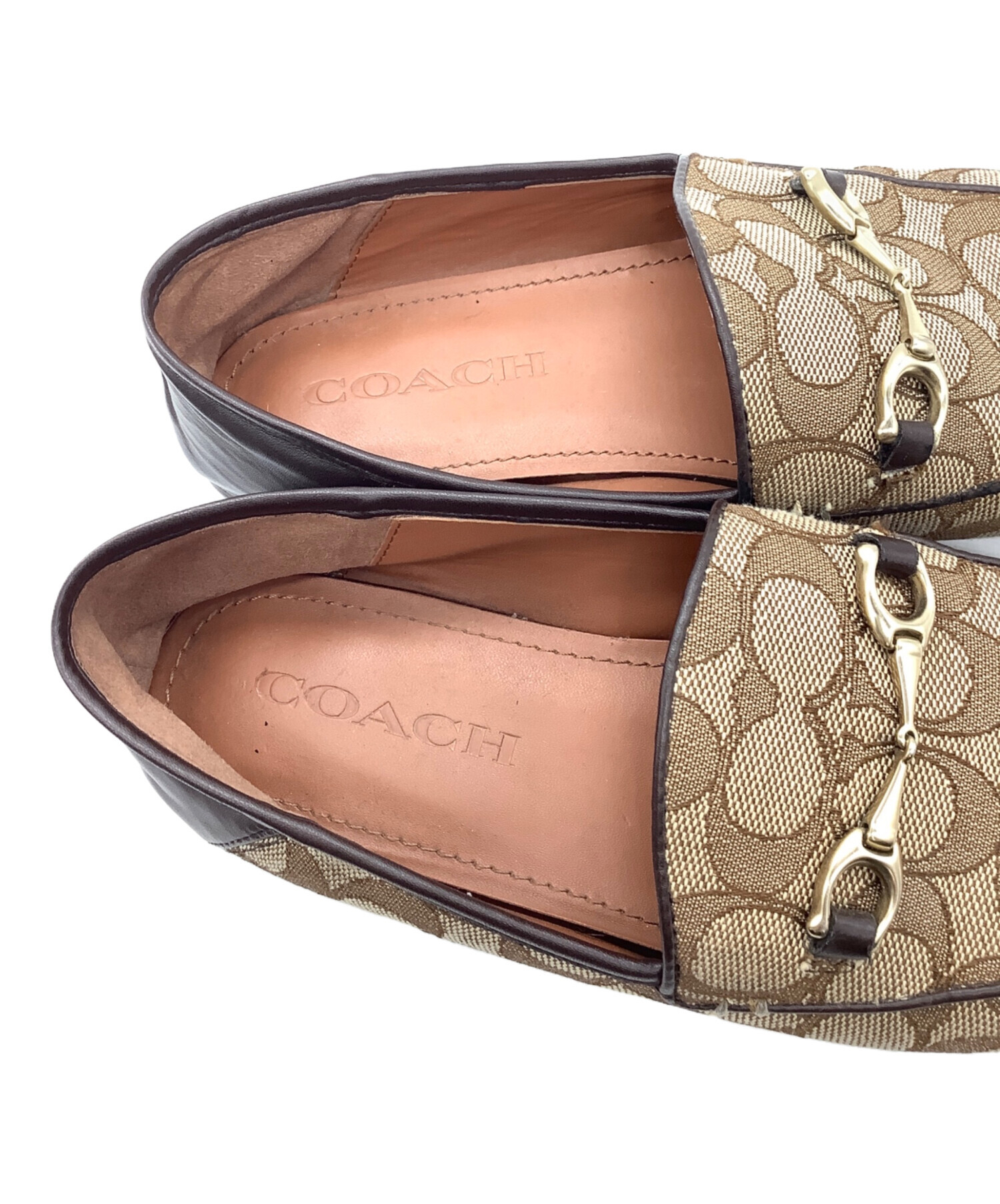 中古・古着通販】COACH (コーチ) ローファー ベージュ×ブラウン サイズ