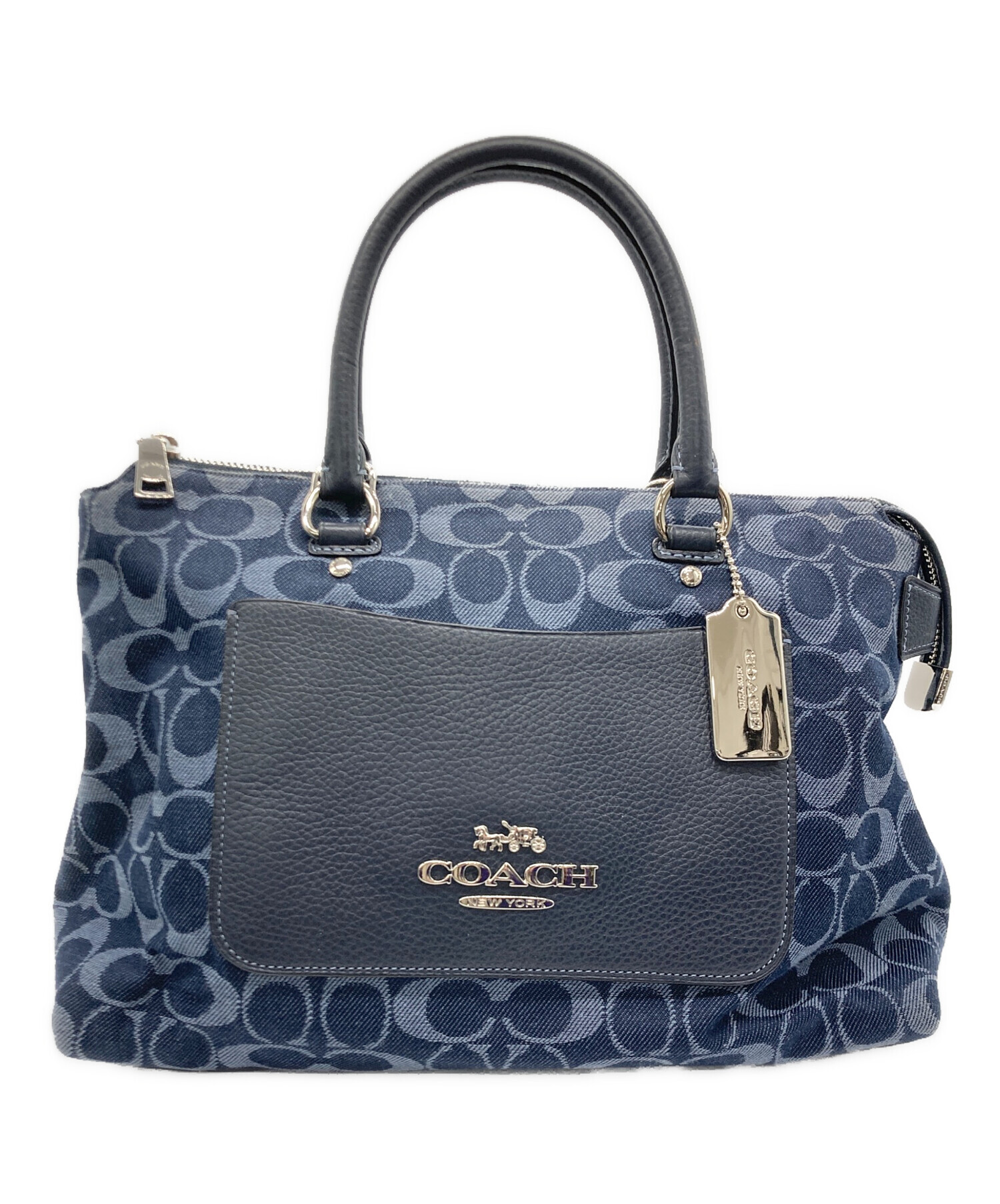 COACHコーチ2wayバッグ 中古・古着通販】COACH (コーチ) 2WAYバッグ ネイビー×ブルー