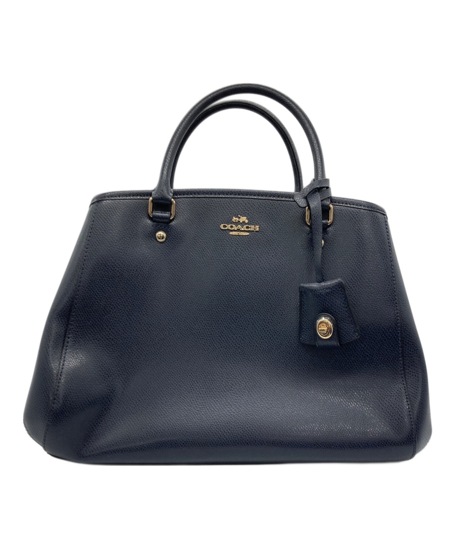 中古・古着通販】COACH (コーチ) 2WAYバッグ ネイビー×ゴールド