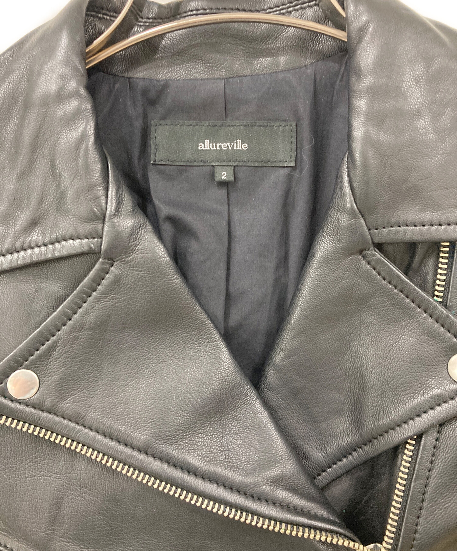 【新品未使用】【値下げ】Allureville 羊革ライダースジャケット 中古・古着通販】allureville (アルアバイル) ラムレザーライダース