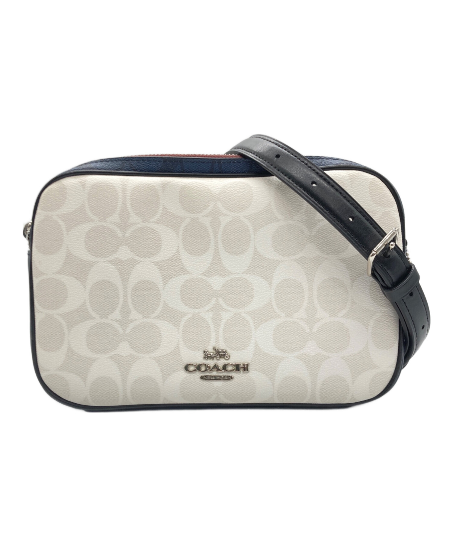 中古・古着通販】COACH (コーチ) ショルダーバッグ ホワイト×ネイビー 